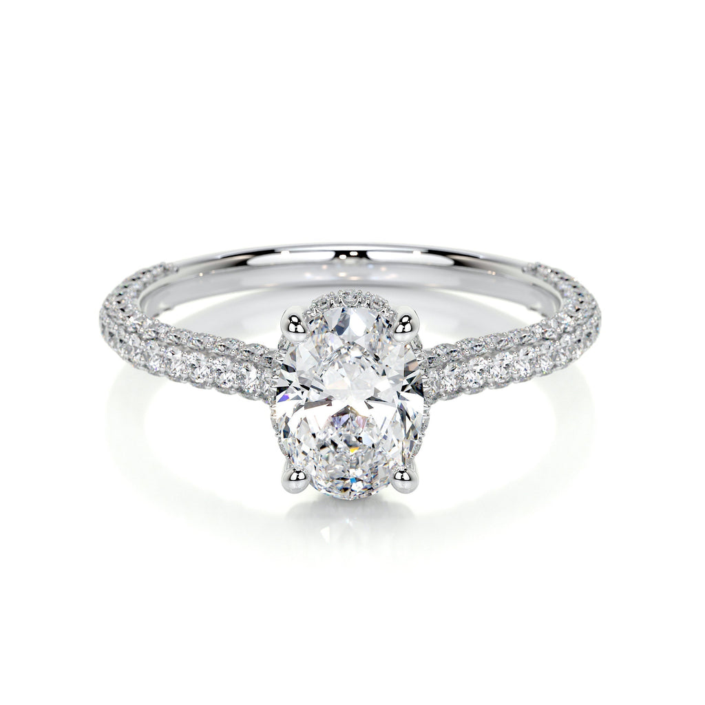 Oval Triple Pave Lab Grown Diamond Engagement Ring