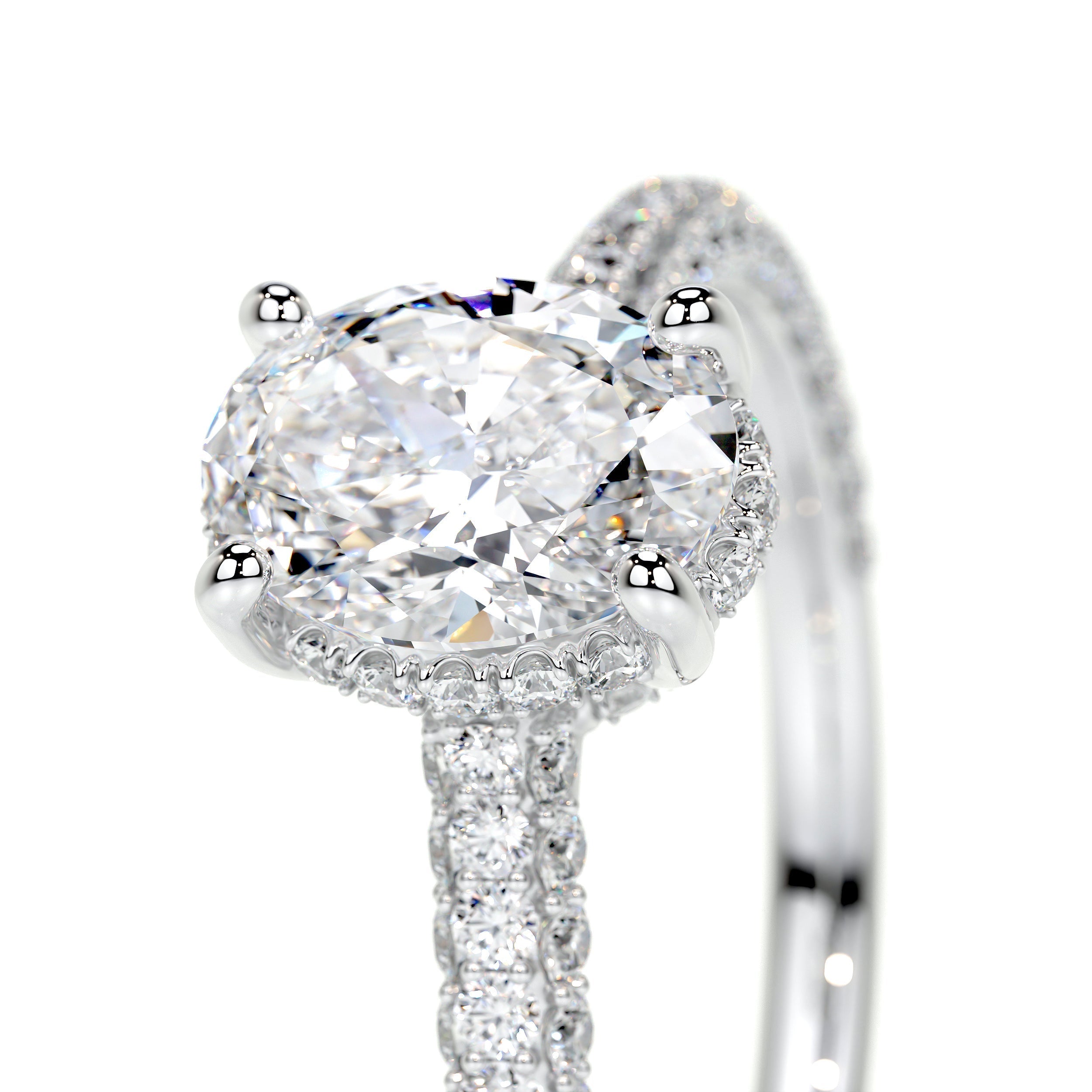 Oval Triple Pave Lab Grown Diamond Engagement Ring