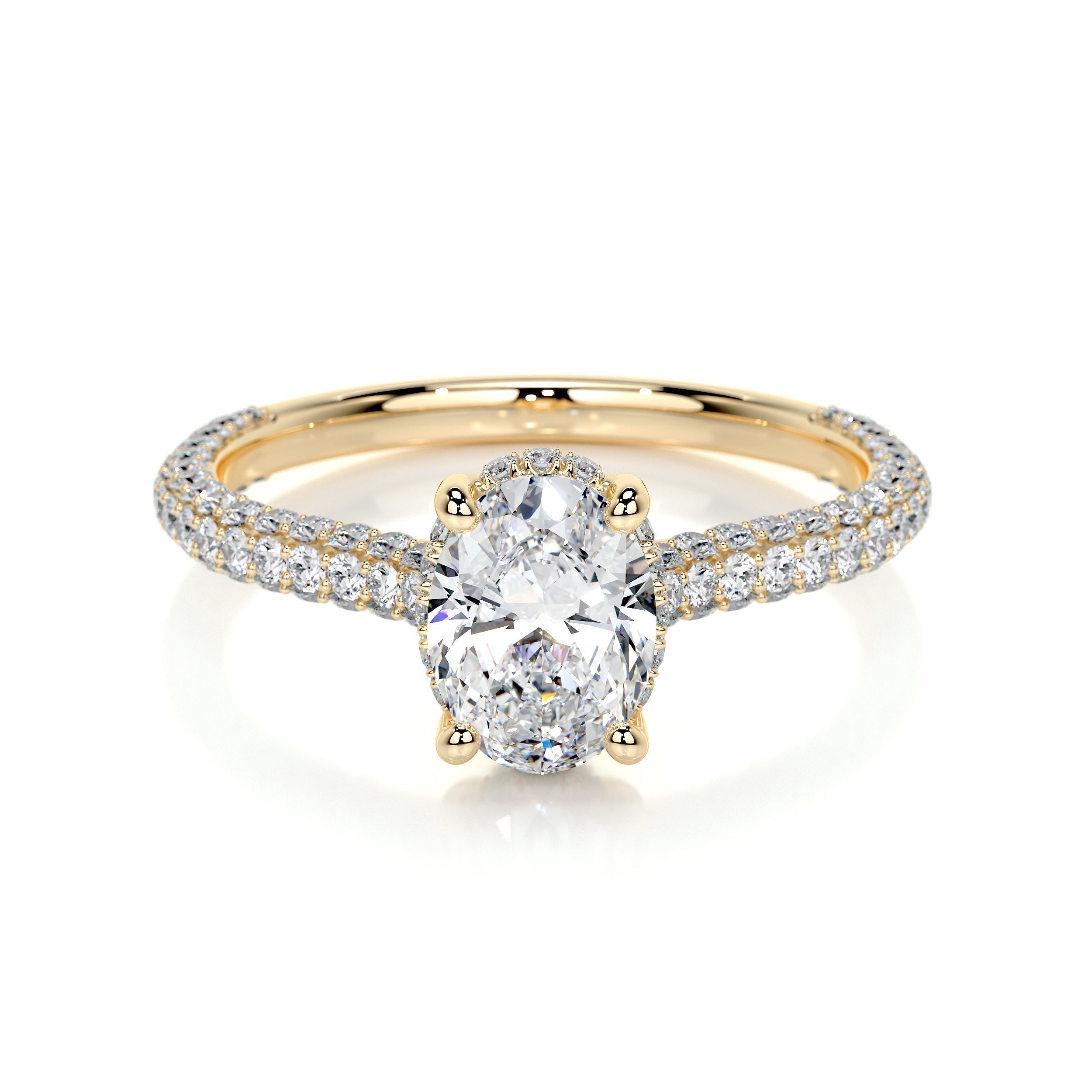Oval Triple Pave Lab Grown Diamond Engagement Ring
