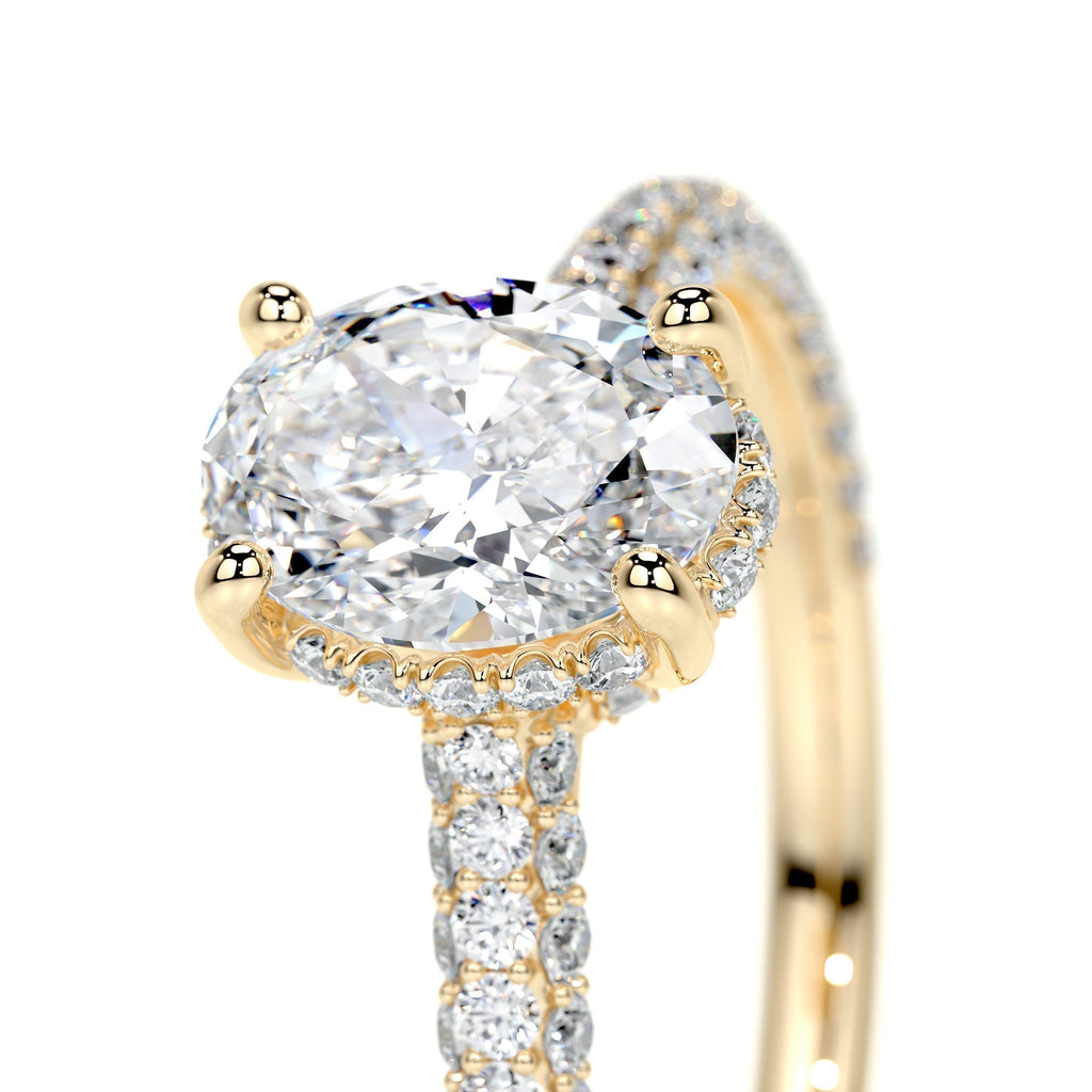 Oval Triple Pave Lab Grown Diamond Engagement Ring