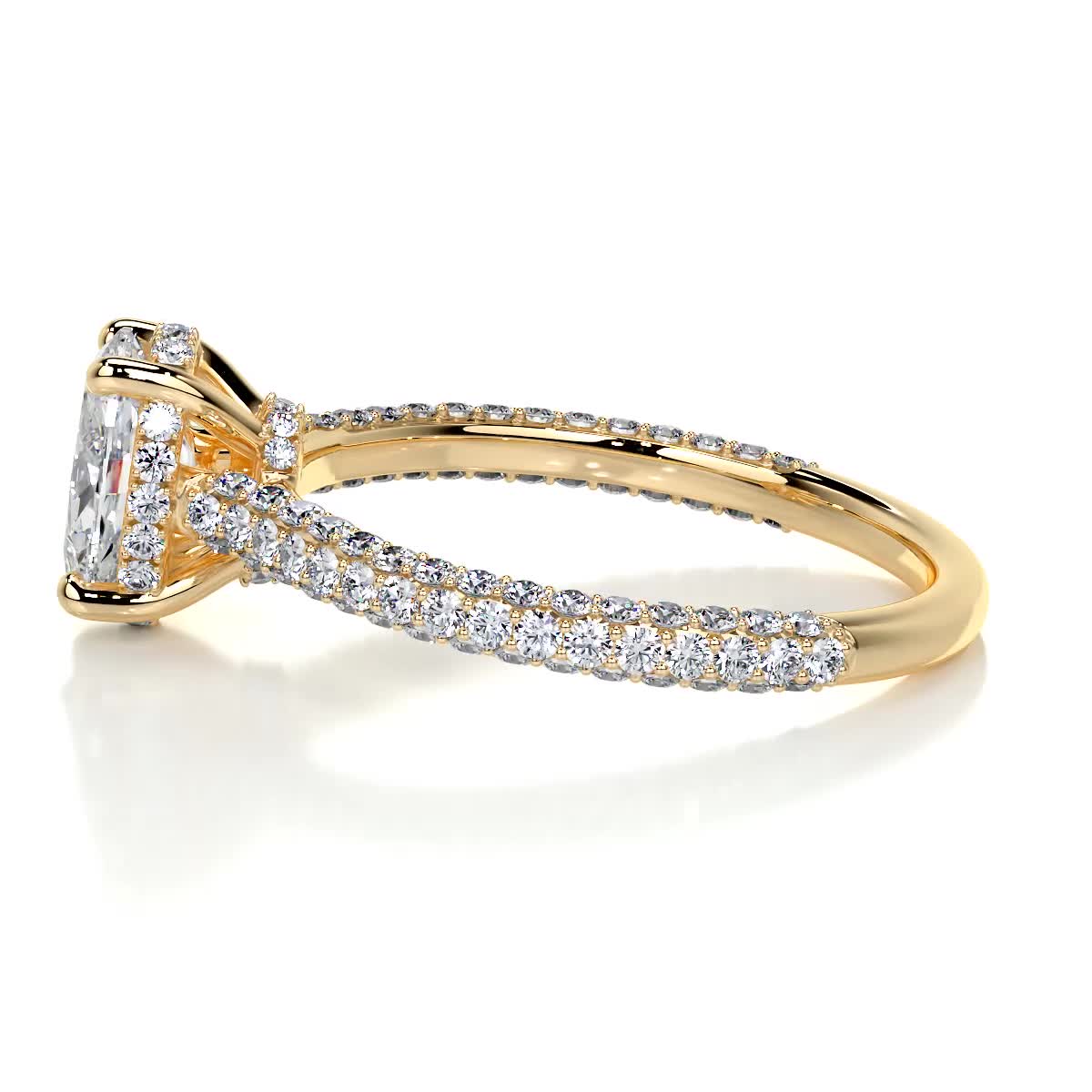 Oval Triple Pave Lab Grown Diamond Engagement Ring
