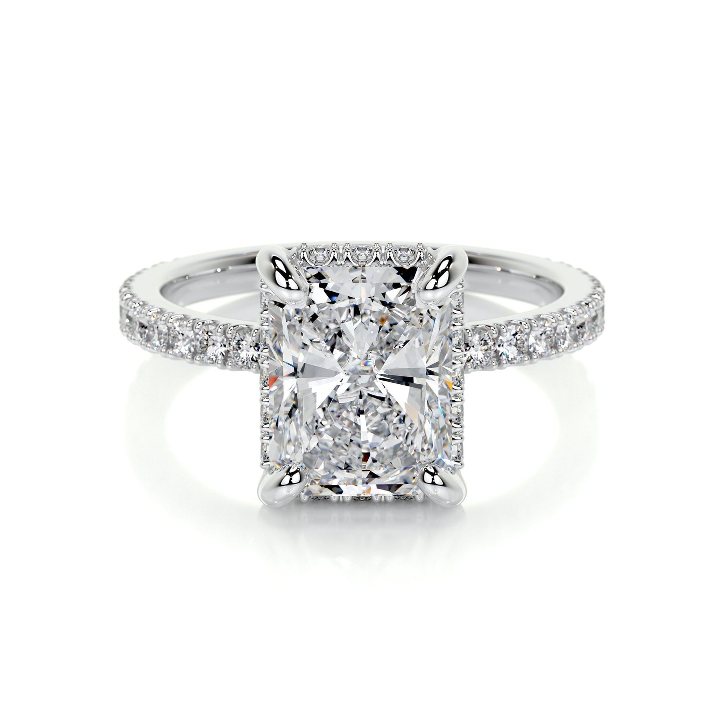 2.0 CT Radiant Hidden Halo CVD E/VS2 Diamond Engagement Ring 1