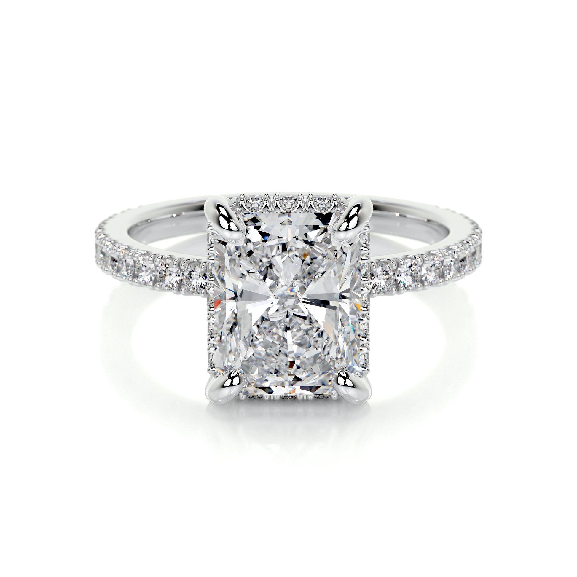 2.0 CT Radiant Hidden Halo CVD E/VS2 Diamond Engagement Ring 1