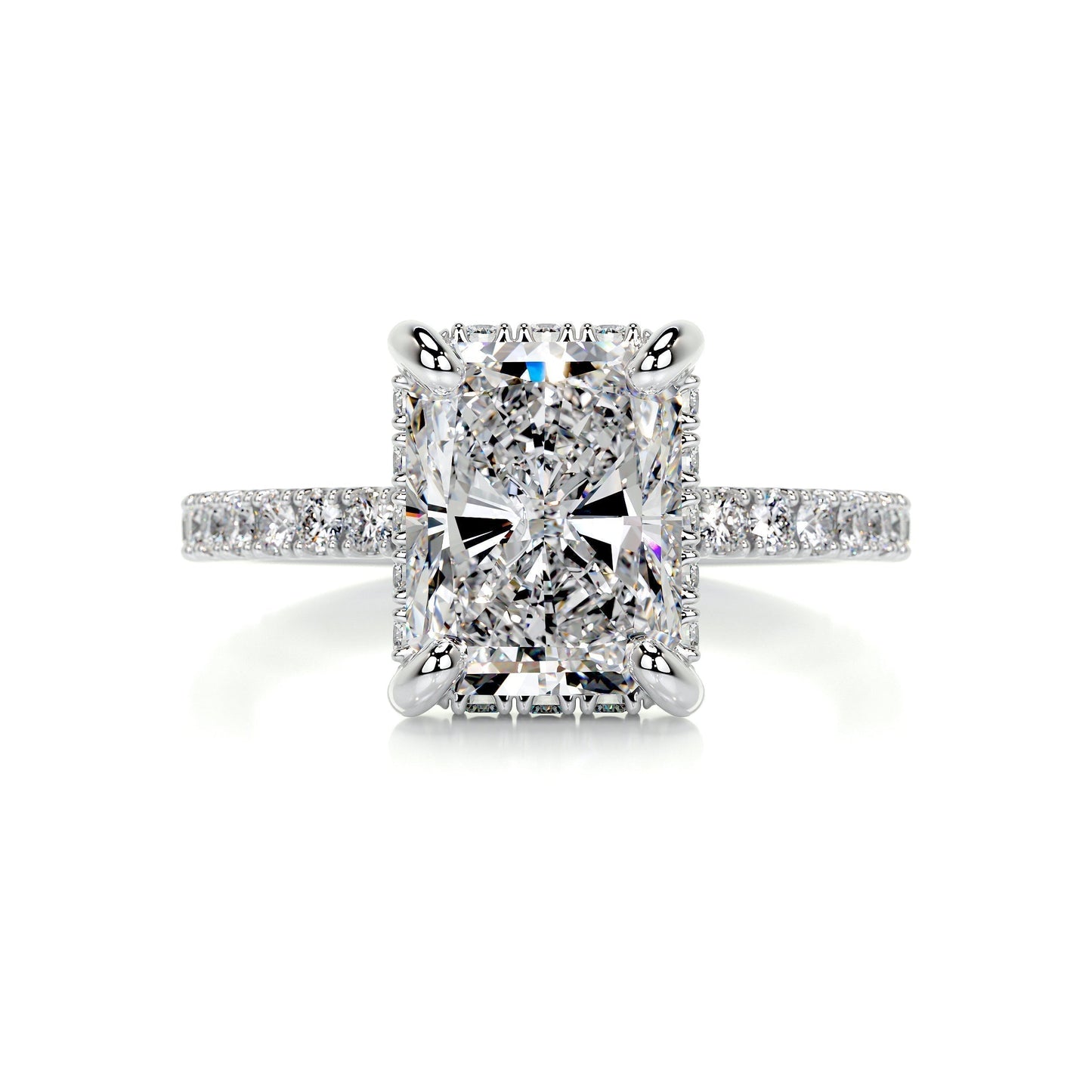 2.0 CT Radiant Hidden Halo CVD E/VS2 Diamond Engagement Ring 1