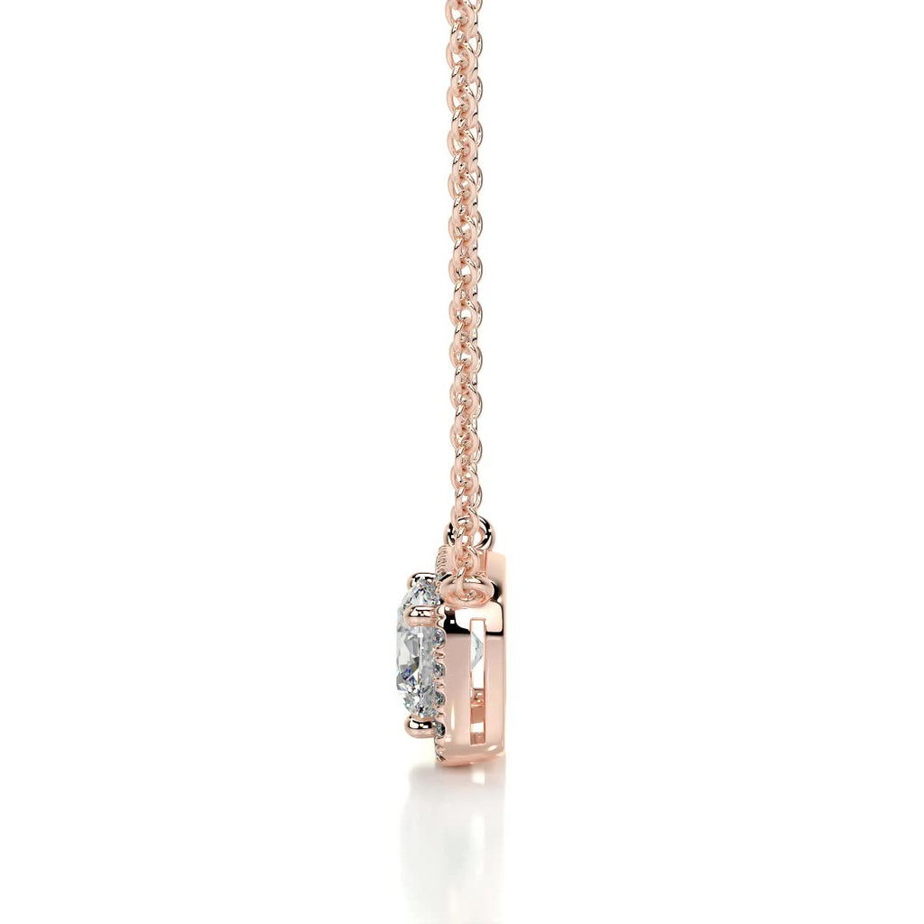 1.0 CT Round Halo  Lab Grown Diamond Necklace