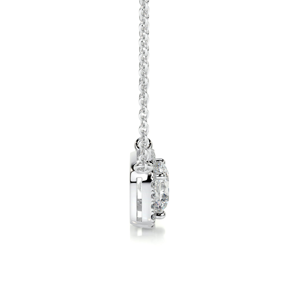 1.0 CT Round Halo  Lab Grown Diamond Necklace
