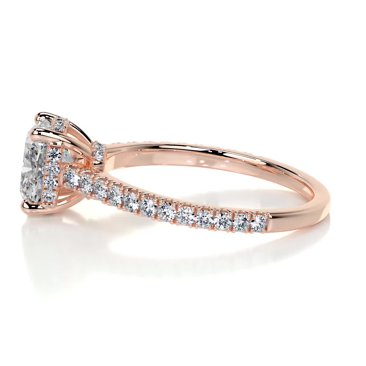 Cushion Hidden Halo Pave Lab Grown Diamond Engagement Ring