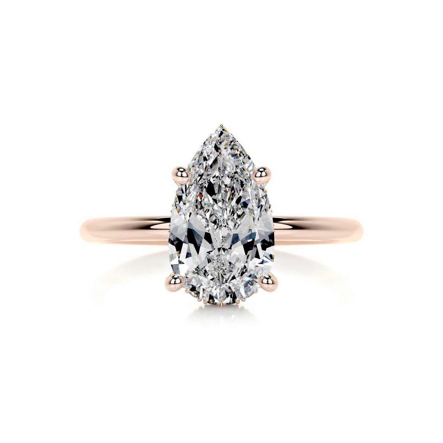2.0 CT Pear Hidden Halo CVD E/VS2 Diamond Engagement Ring 18