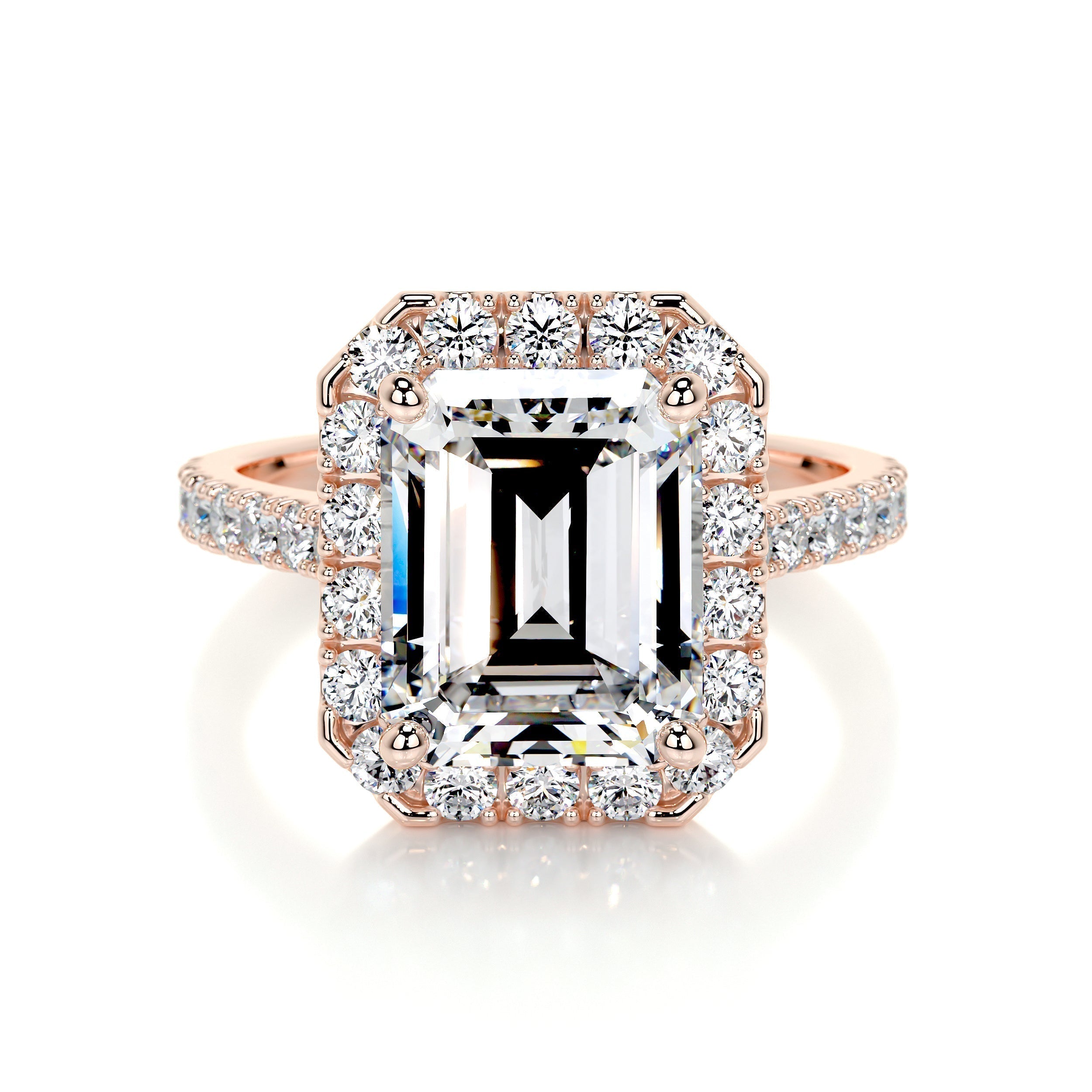 Emerald Halo & Pave Lab Grown Diamond Engagement Ring