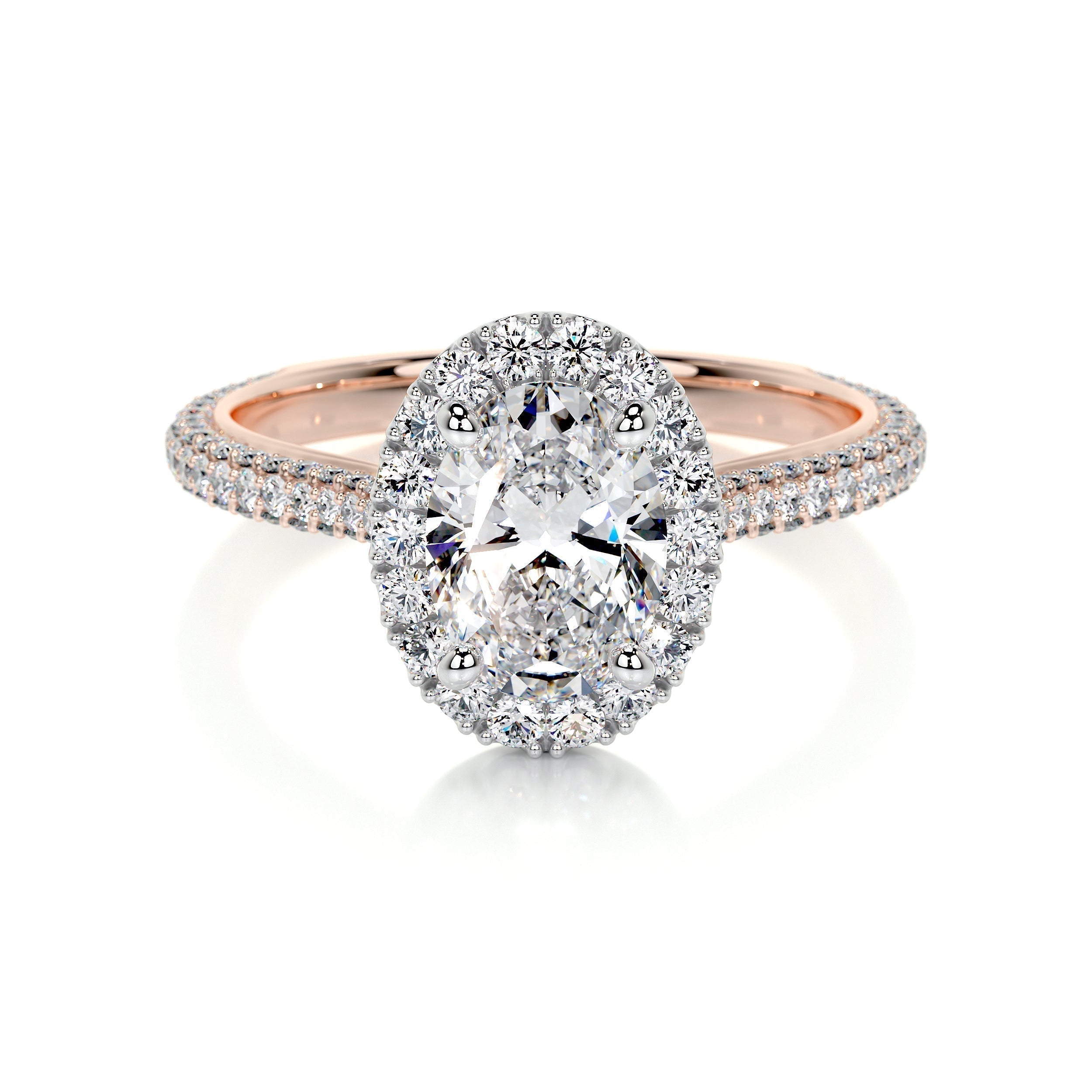 Oval Halo & Pave Lab Grown Diamond Engagement Ring