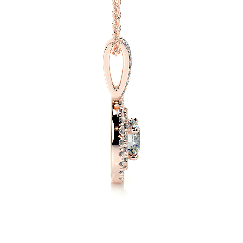 0.50 CT Round Double Halo  Lab Grown Diamond Necklace
