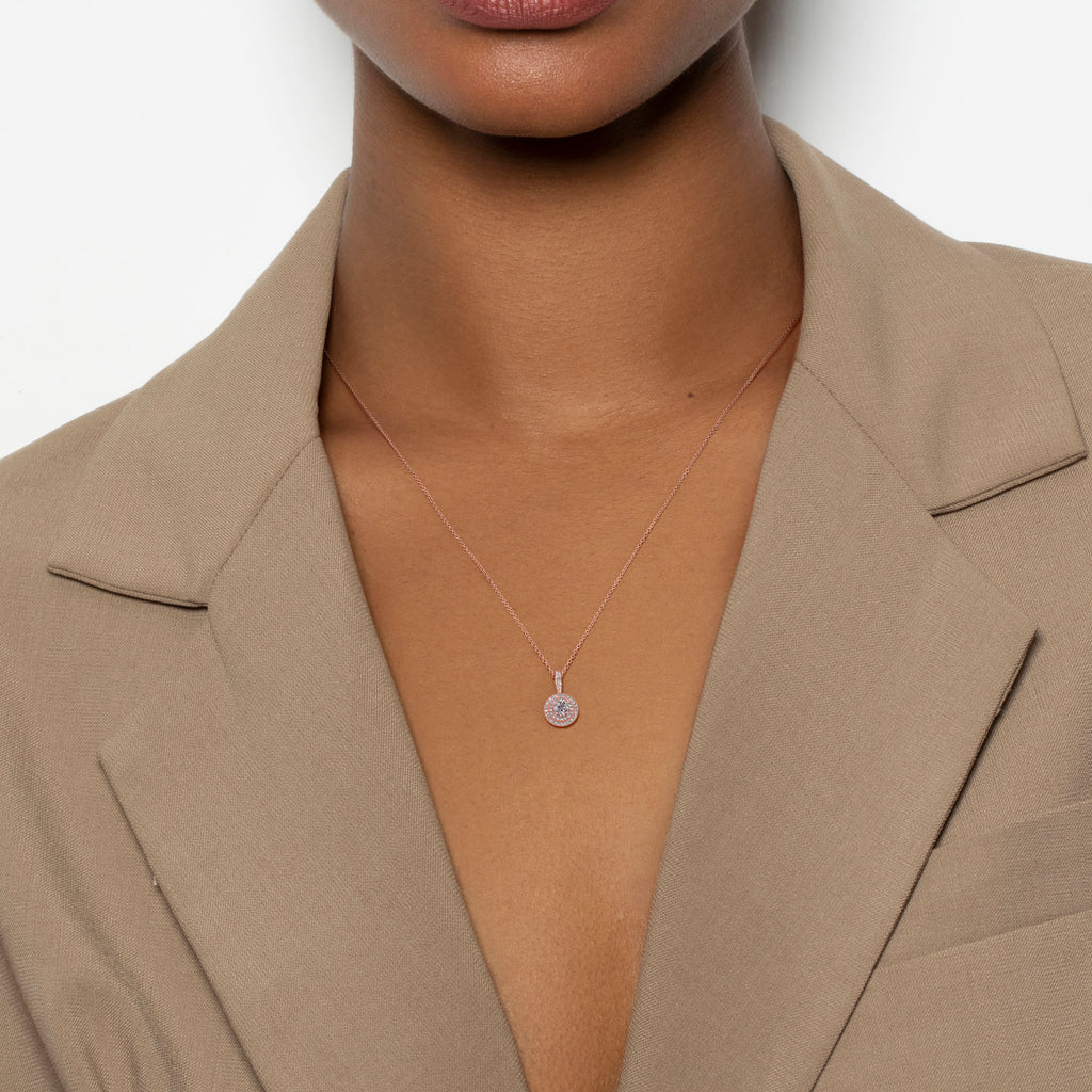 0.50 CT Round Double Halo  Lab Grown Diamond Necklace