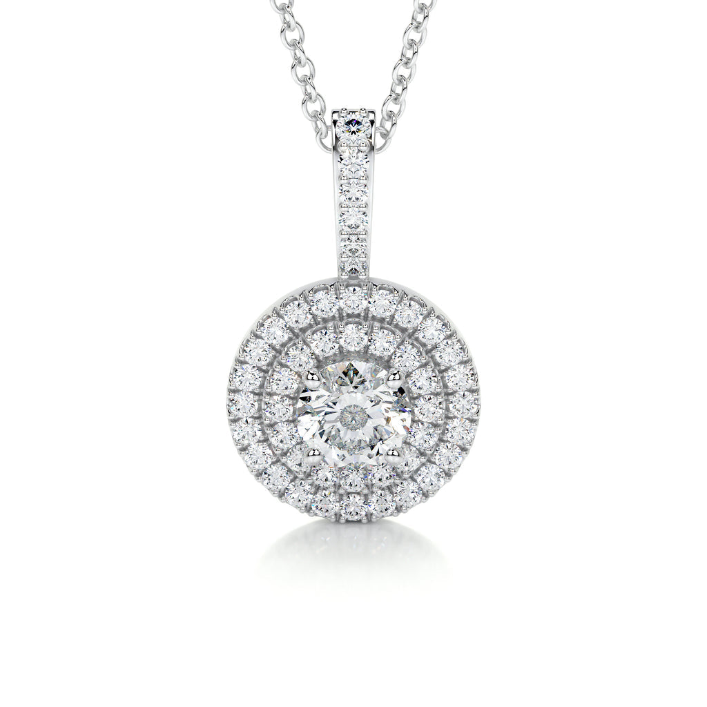 0.50 CT Round Double Halo  Lab Grown Diamond Necklace