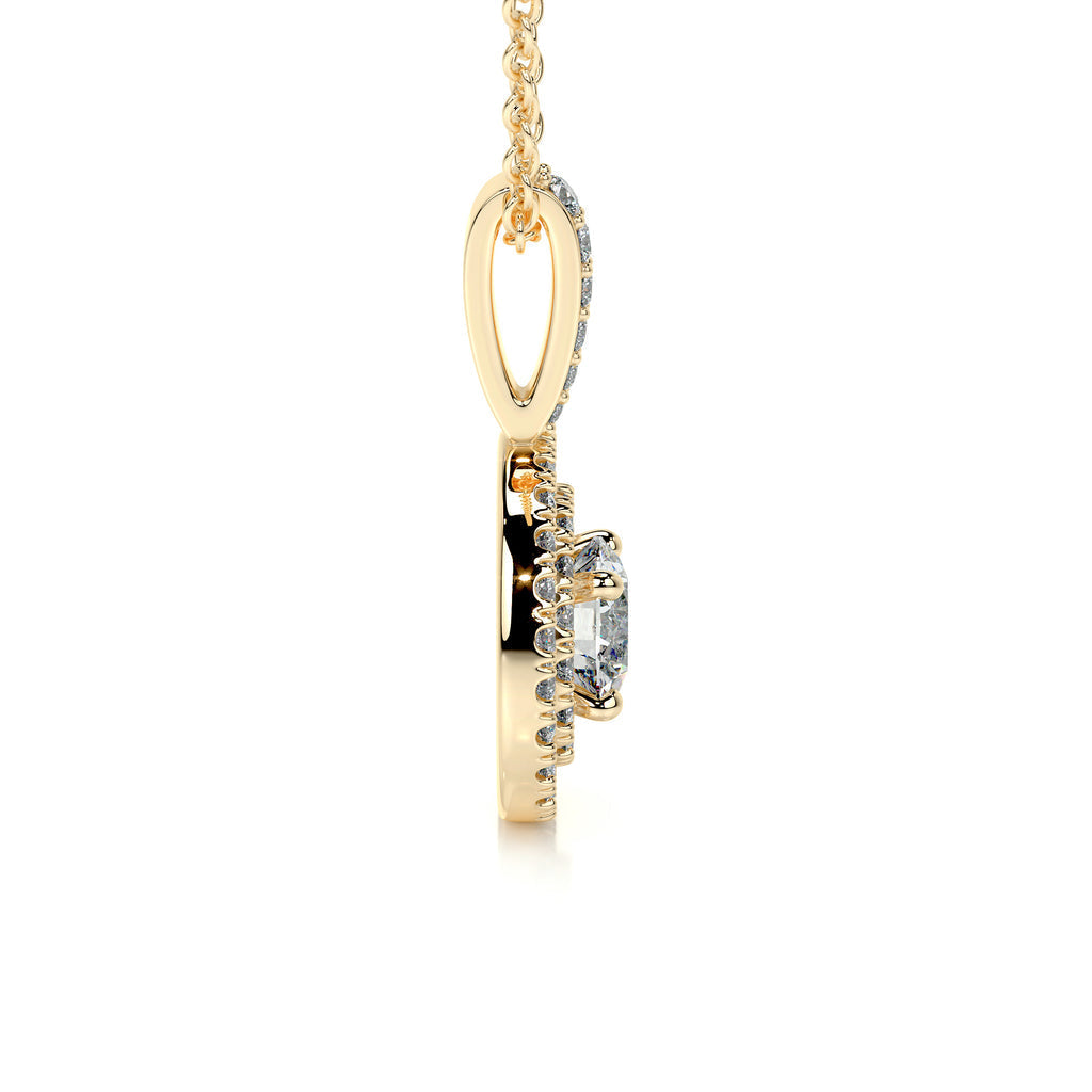 0.50 CT Round Double Halo  Lab Grown Diamond Necklace