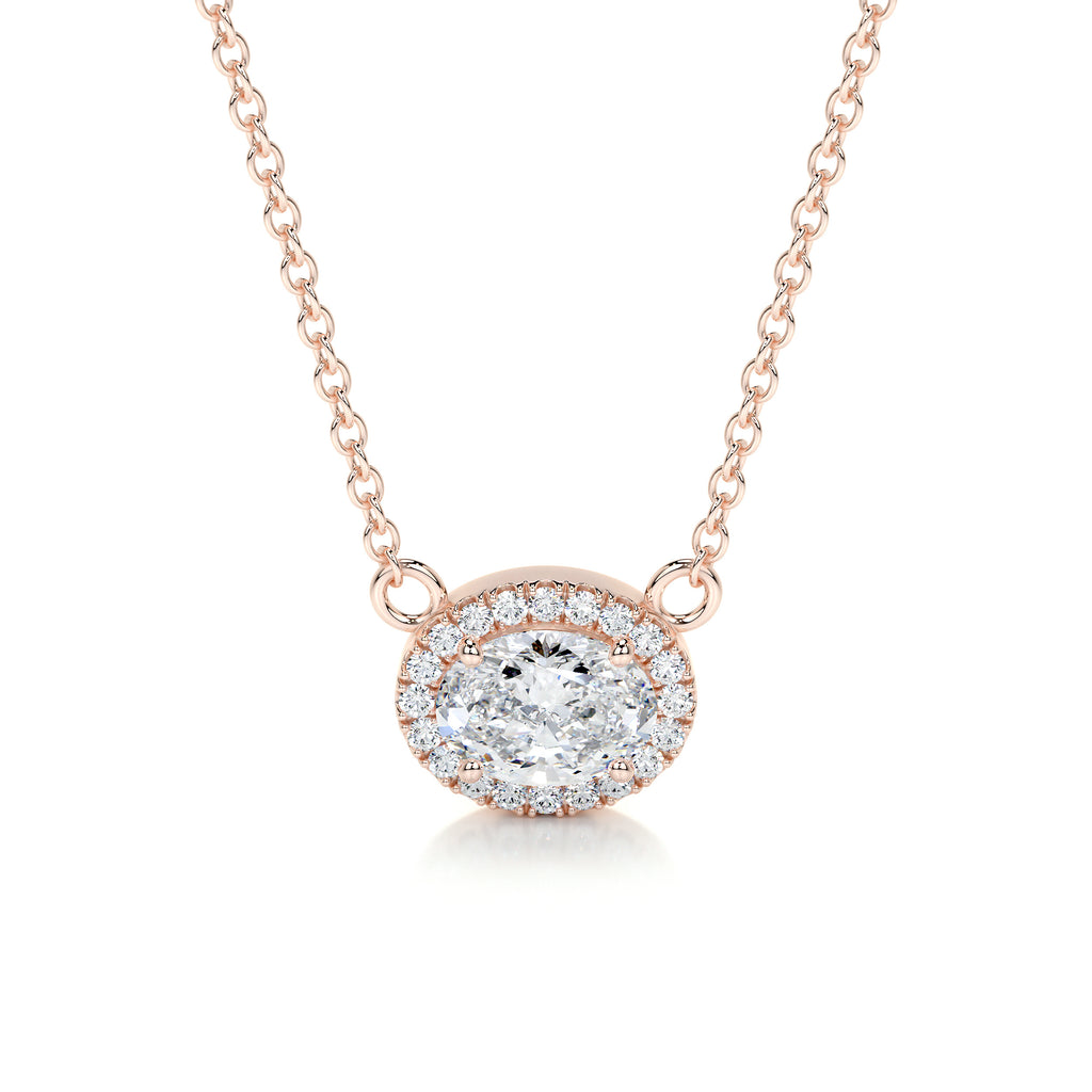 1.0 CT Oval Halo Lab Grown Diamond Necklace