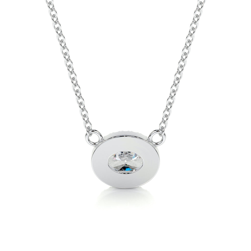 1.0 CT Oval Halo Lab Grown Diamond Necklace