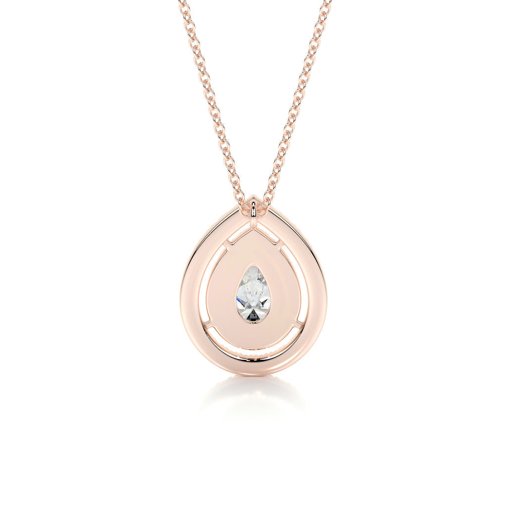 1.0 CT Pear Double Halo CVD F/VS Diamond Necklace 17