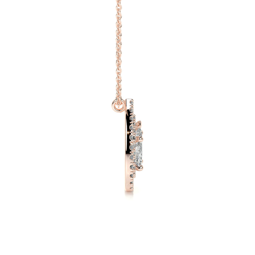 1.0 CT Pear Double Halo  Lab Grown Diamond Necklace