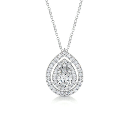 1.0 CT Pear Double Halo CVD F/VS Diamond Necklace 1