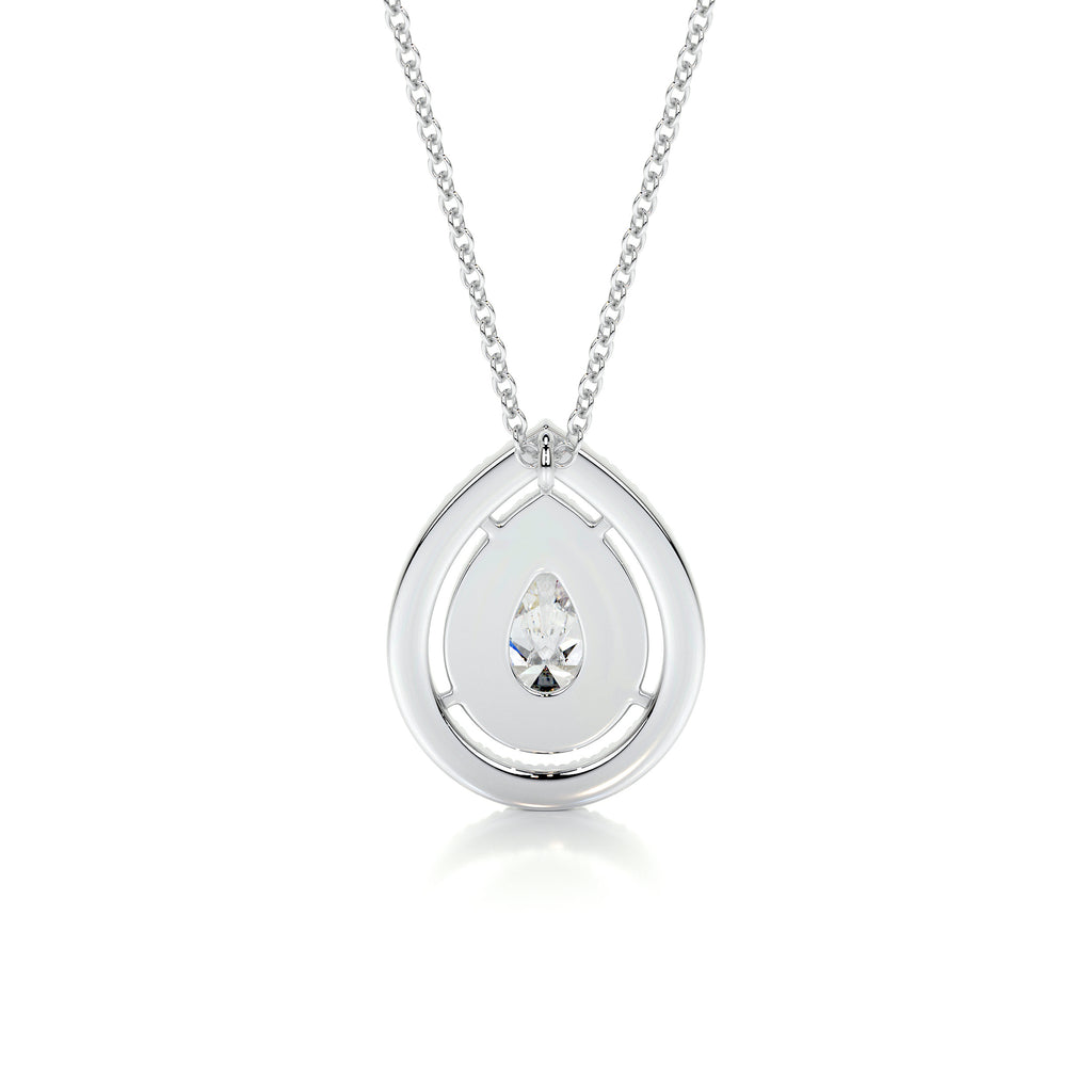1.0 CT Pear Double Halo  Lab Grown Diamond Necklace
