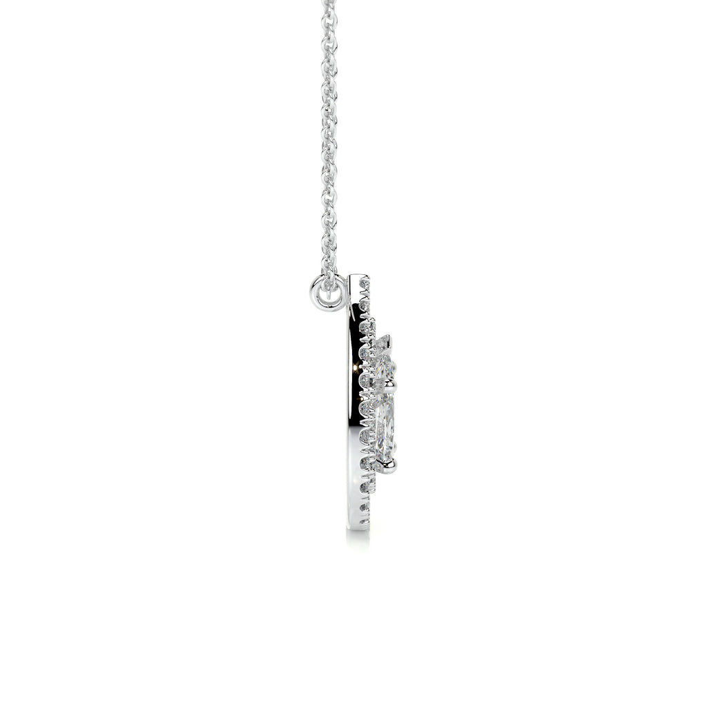 1.0 CT Pear Double Halo  Lab Grown Diamond Necklace