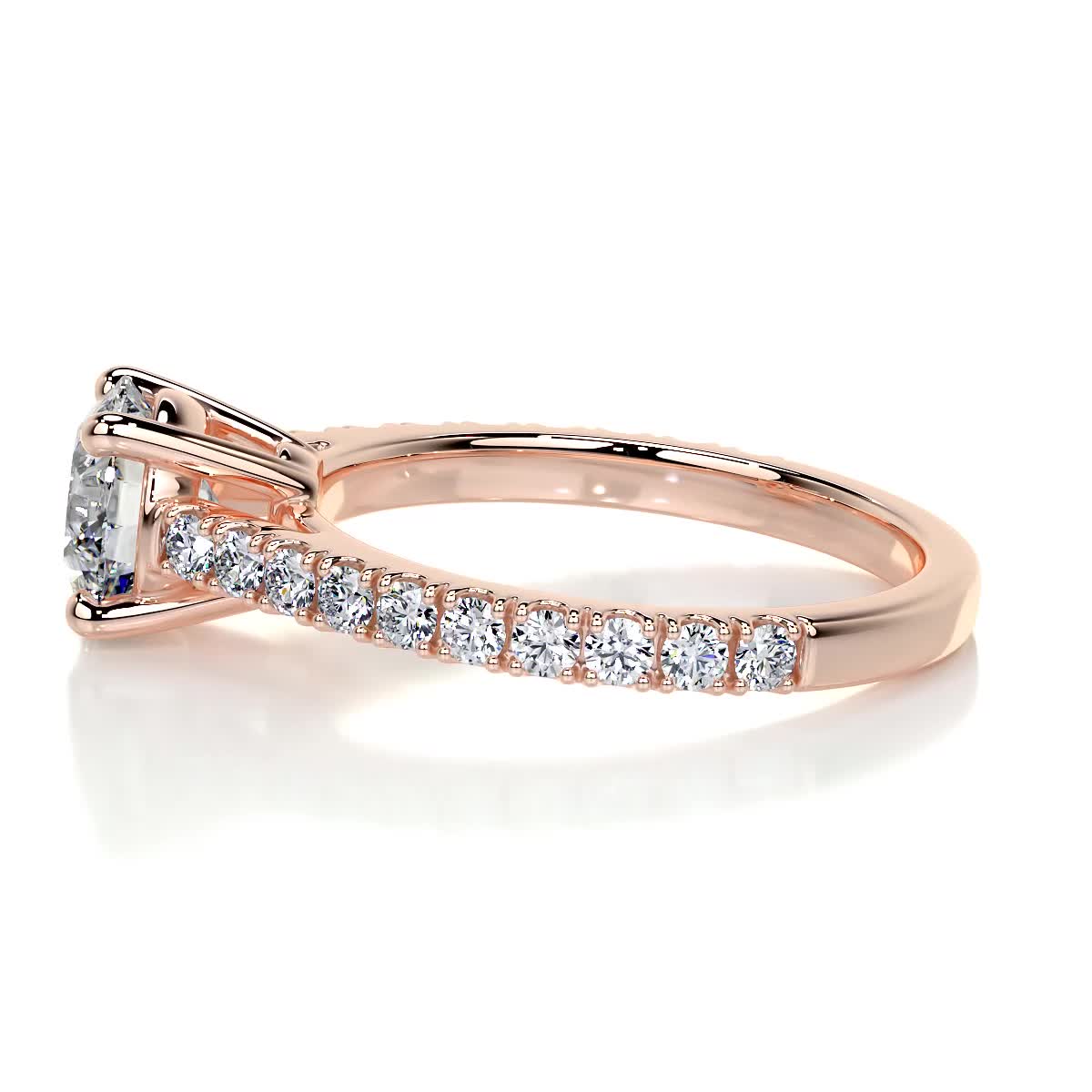 Round Pave Lab Grown Diamond Engagement Ring