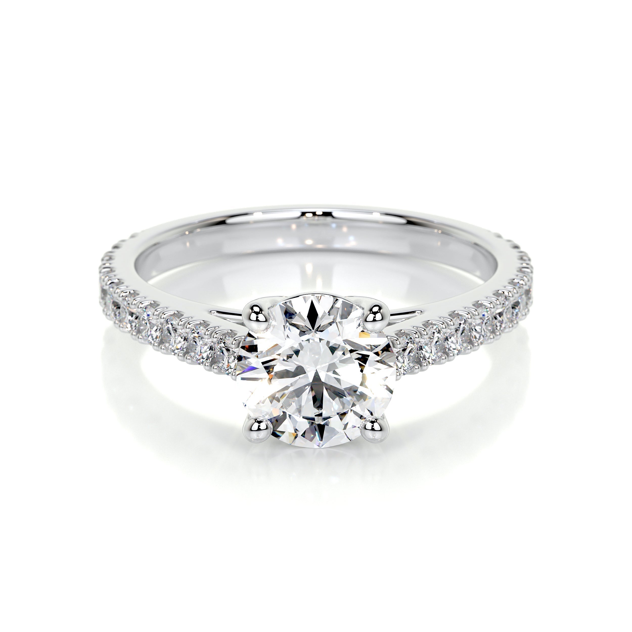 Round Pave Lab Grown Diamond Engagement Ring