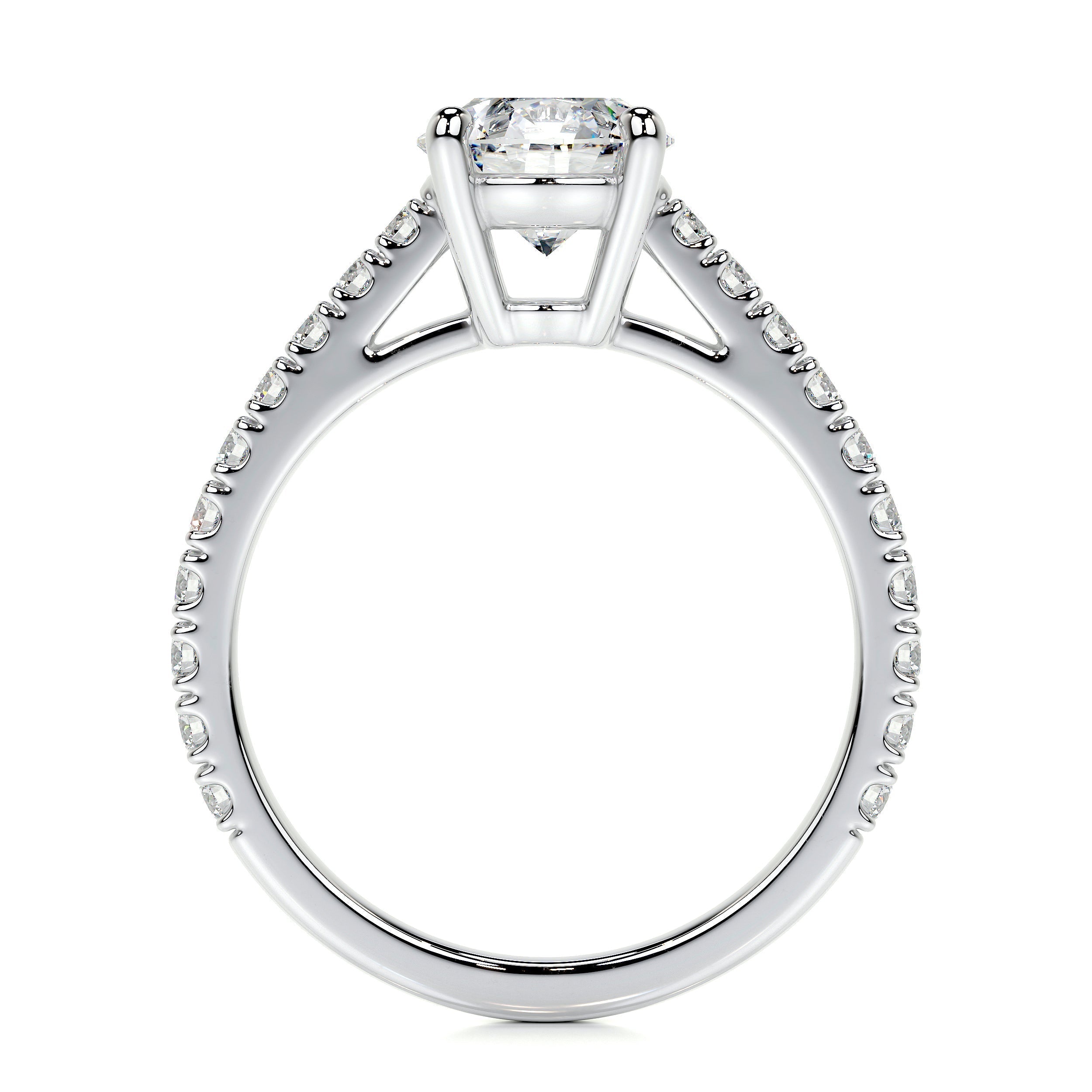 Round Pave Lab Grown Diamond Engagement Ring