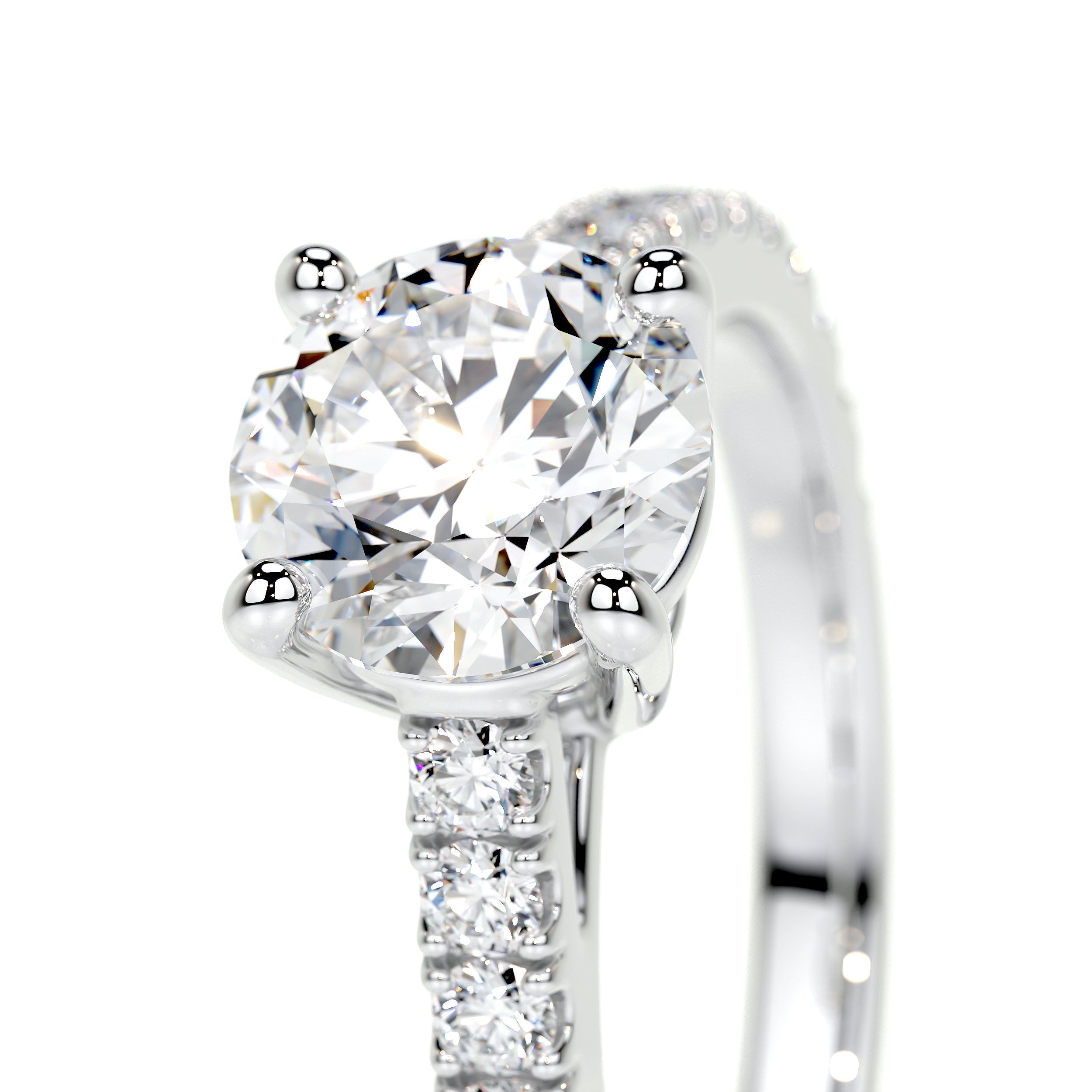 Round Pave Lab Grown Diamond Engagement Ring