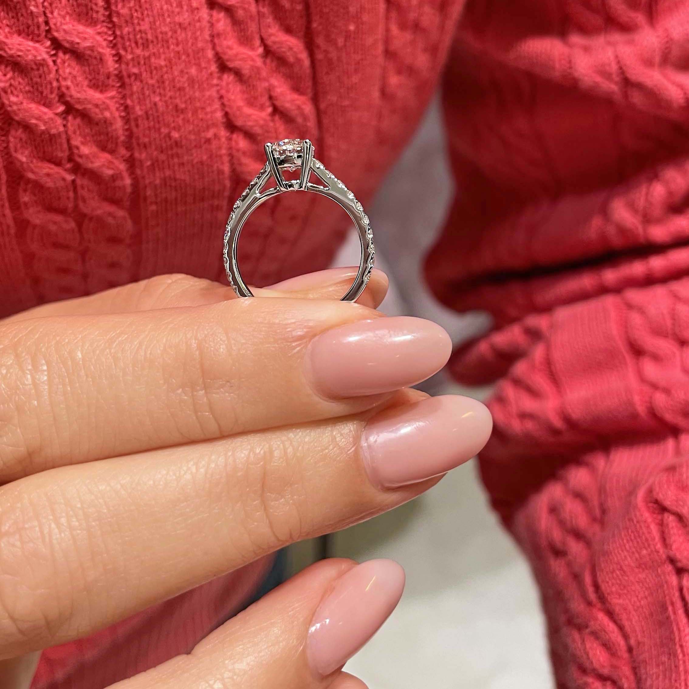 Round Pave Lab Grown Diamond Engagement Ring