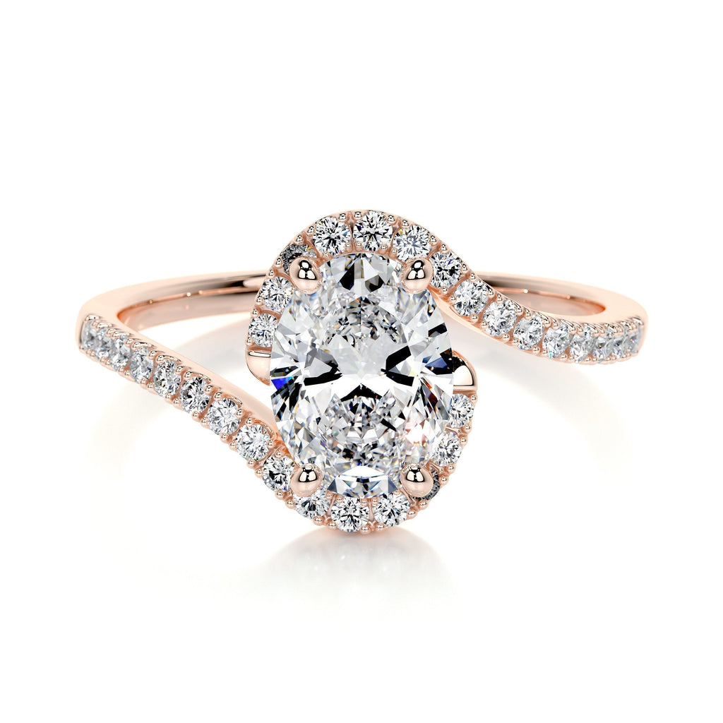 Oval Swirl Pave Lab Grown Diamond Engagement Ring
