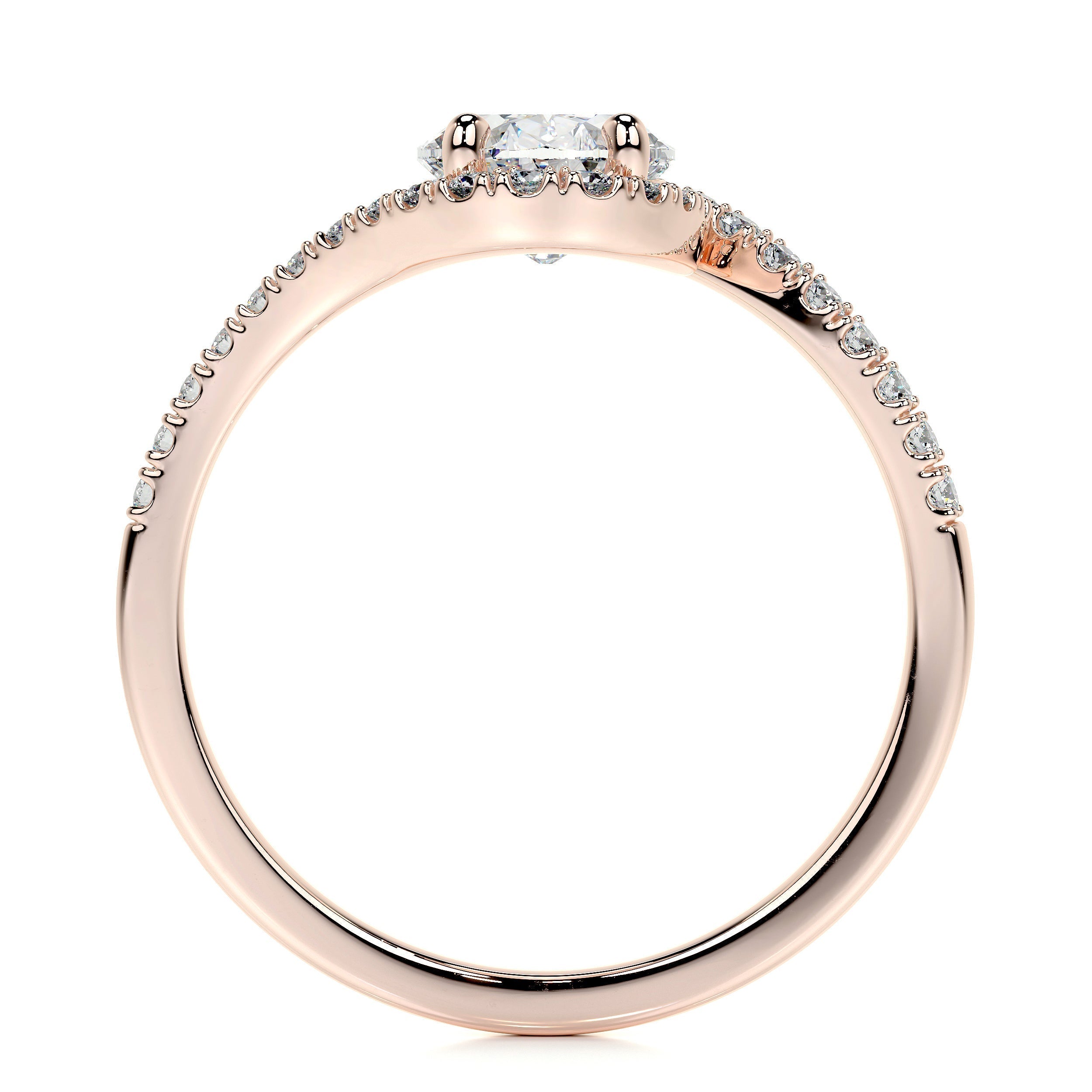 Oval Swirl Pave Lab Grown Diamond Engagement Ring
