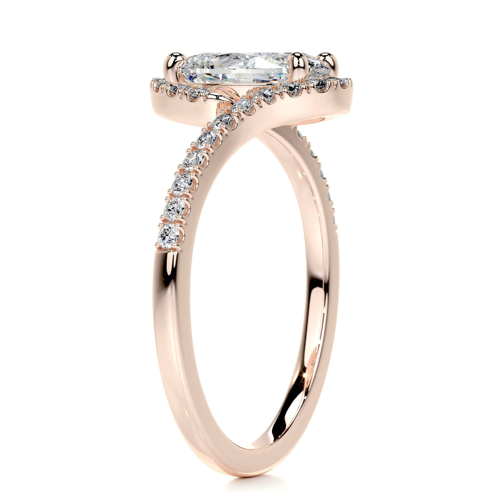 Oval Swirl Pave Lab Grown Diamond Engagement Ring