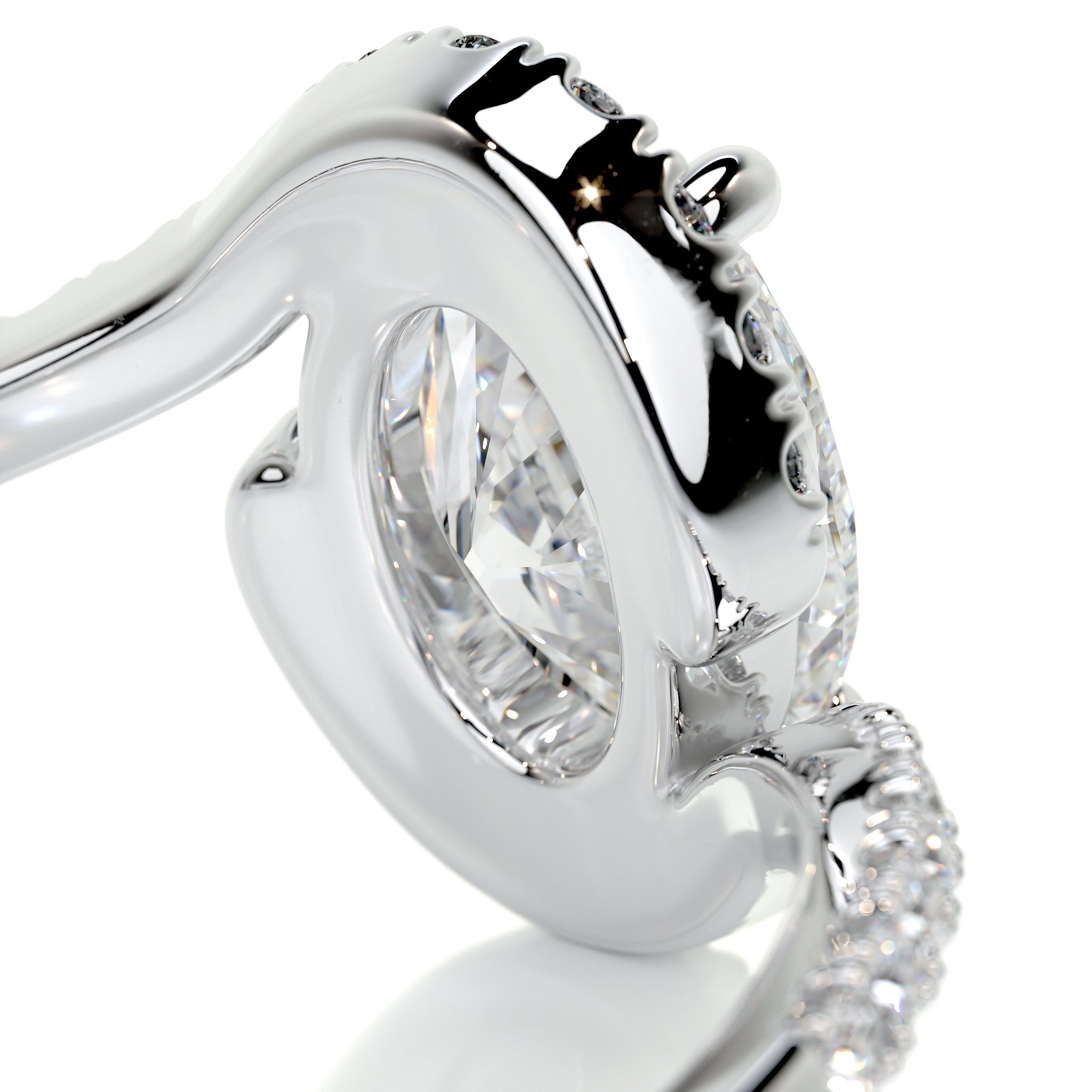 Oval Swirl Pave Lab Grown Diamond Engagement Ring