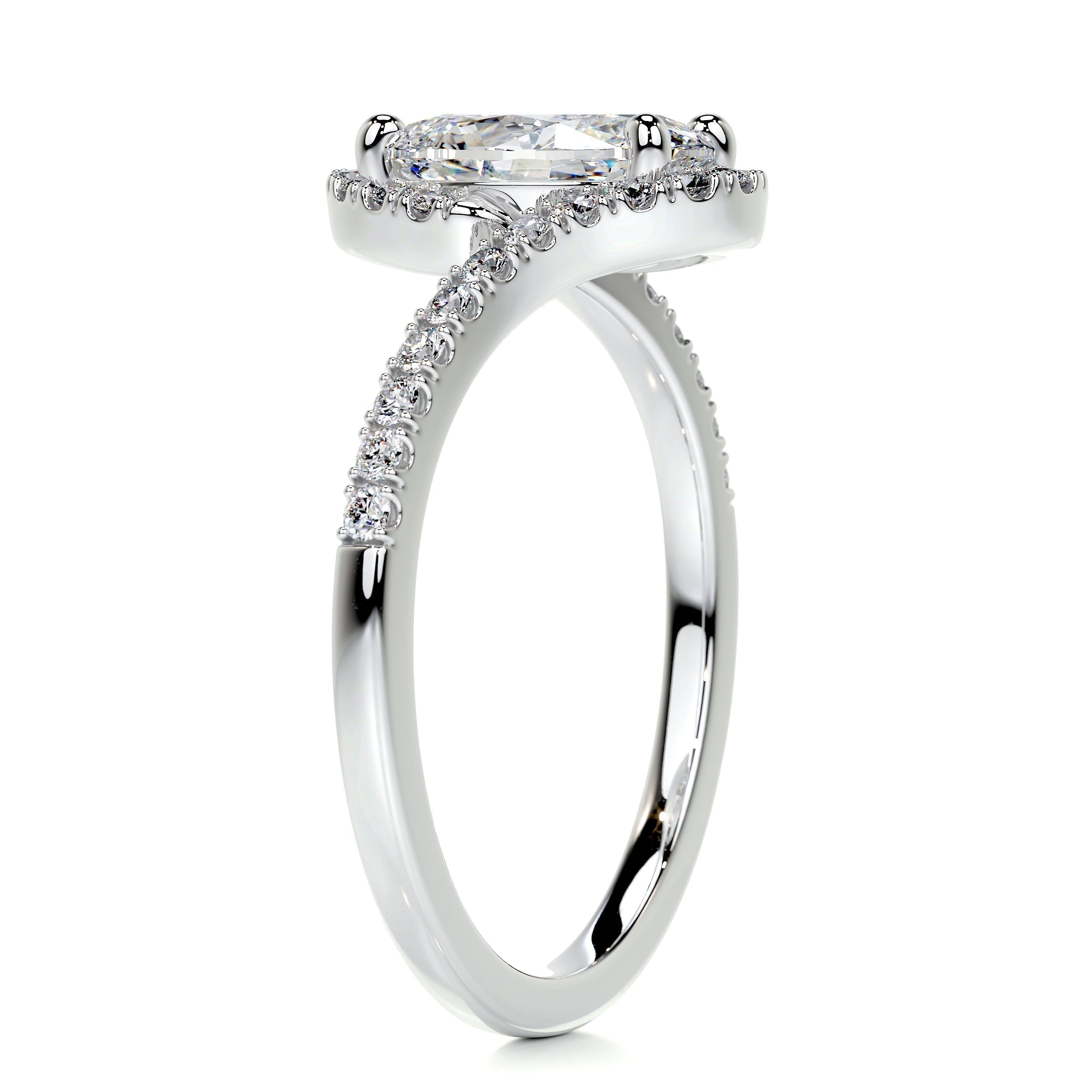 Oval Swirl Pave Lab Grown Diamond Engagement Ring