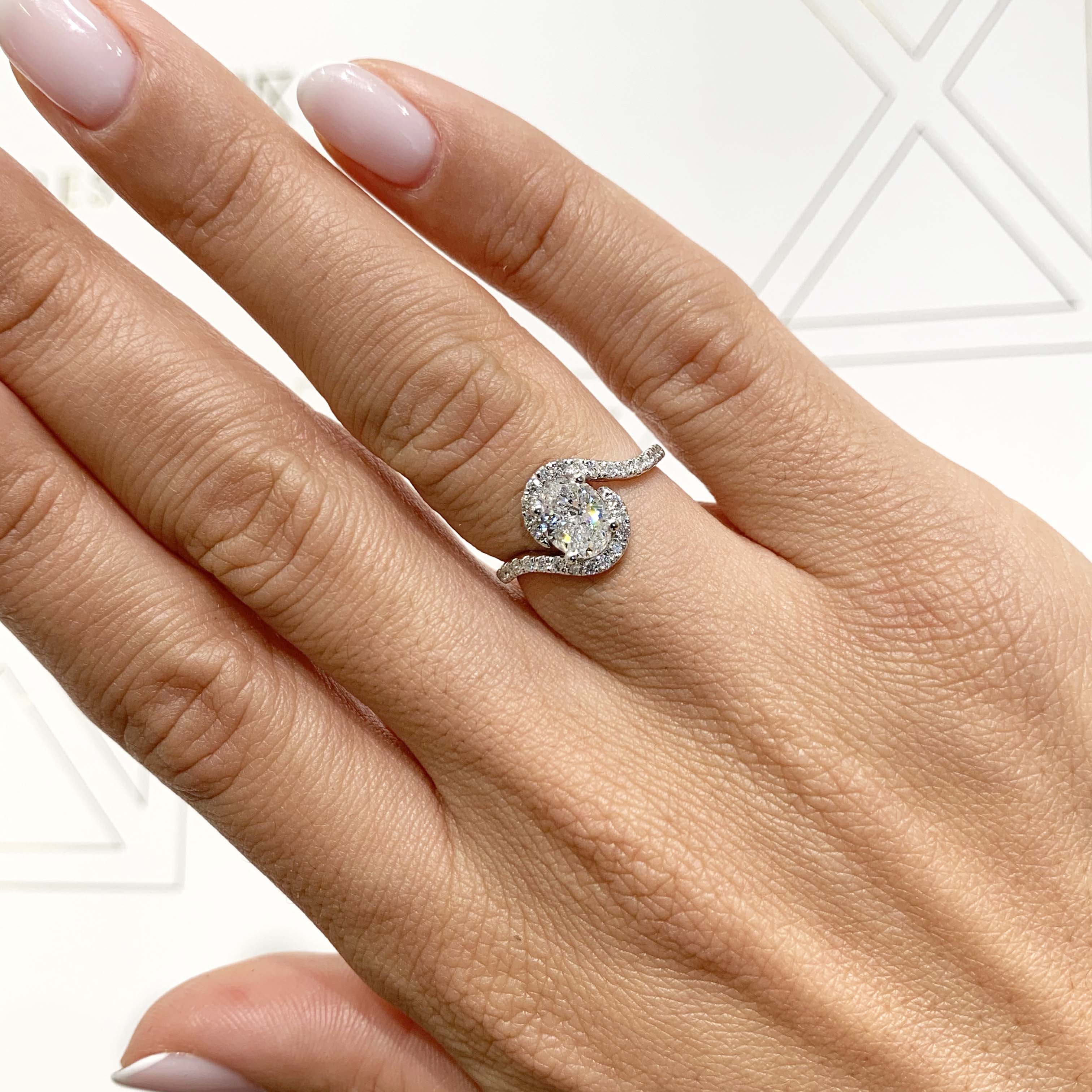 Oval Swirl Pave Lab Grown Diamond Engagement Ring