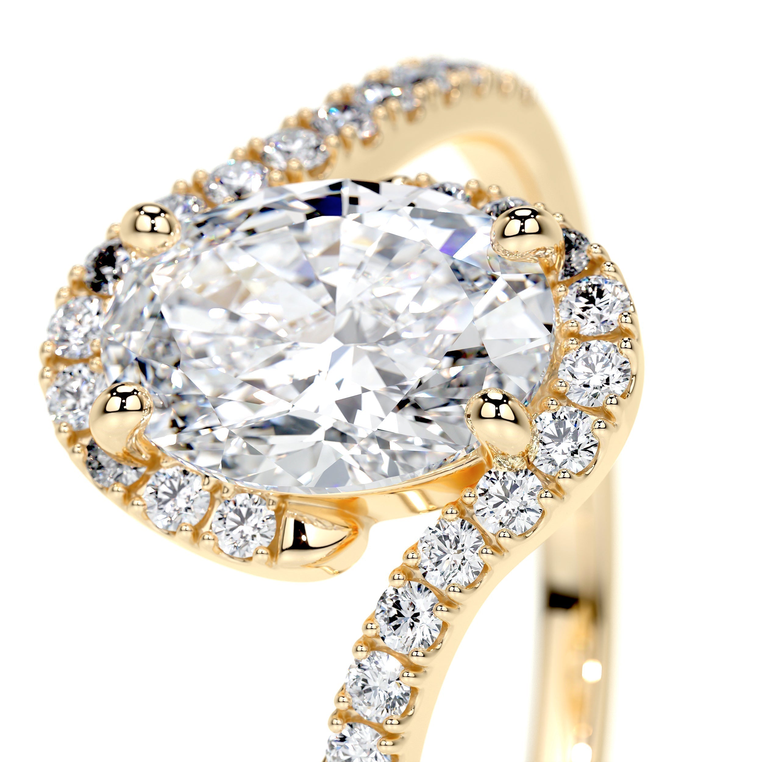 Oval Swirl Pave Lab Grown Diamond Engagement Ring