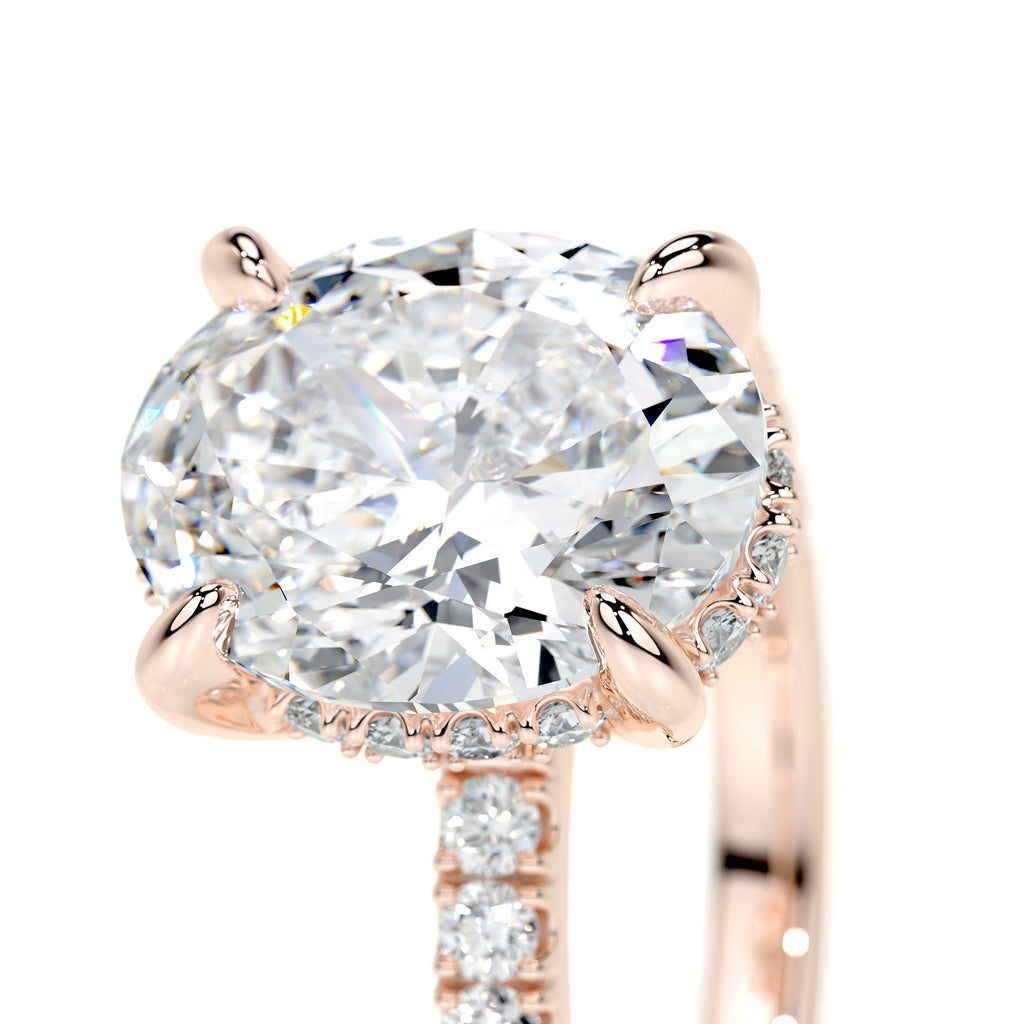Oval Hidden Halo Pave Lab Grown Diamond Engagement Ring