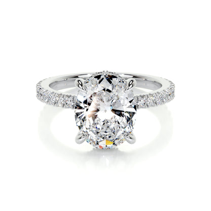 2.0 CT Oval Hidden Halo CVD E/VS2 Diamond Engagement Ring 1