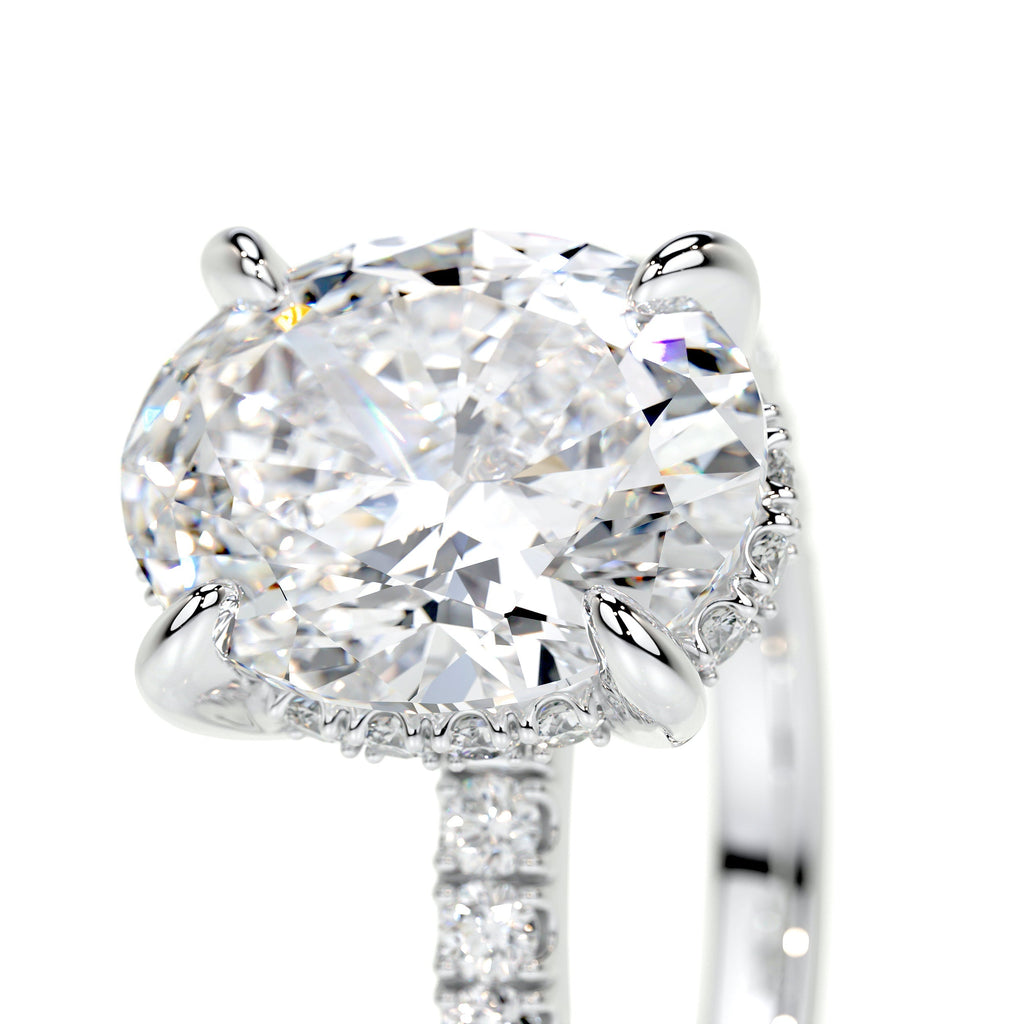 Oval Hidden Halo Pave Lab Grown Diamond Engagement Ring
