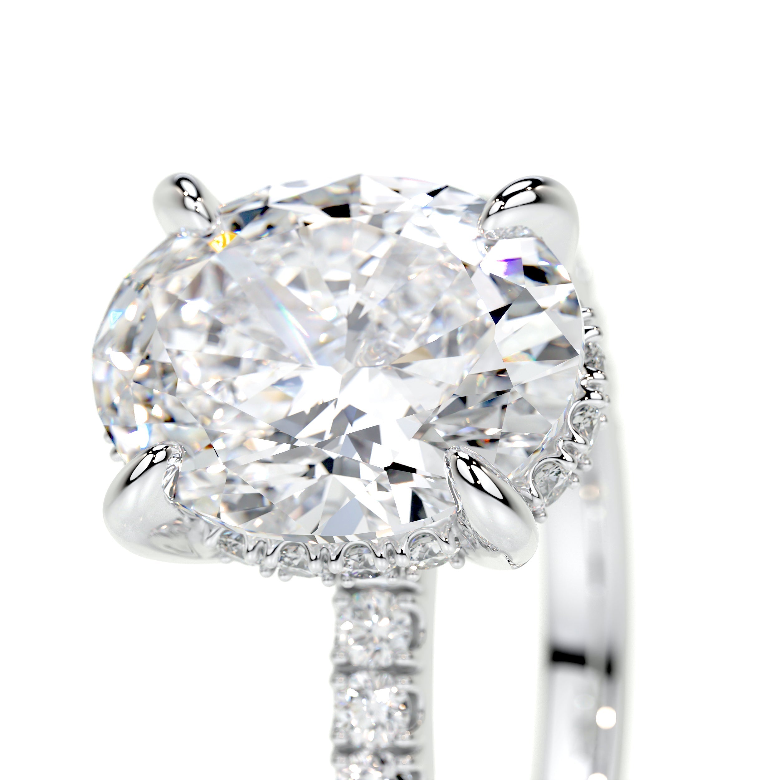 Oval Hidden Halo Pave Lab Grown Diamond Engagement Ring
