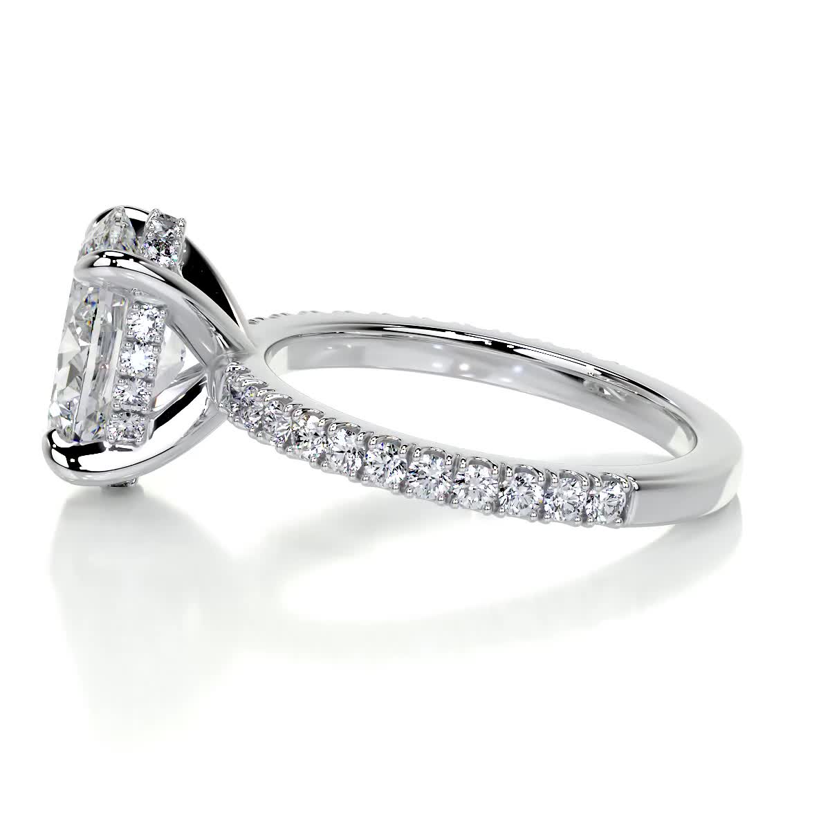 Oval Hidden Halo Pave Lab Grown Diamond Engagement Ring