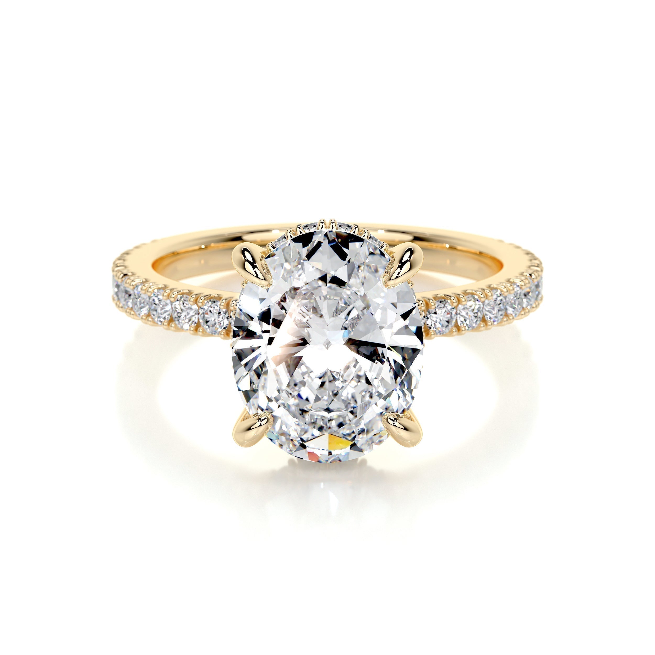 Oval Hidden Halo Pave Lab Grown Diamond Engagement Ring