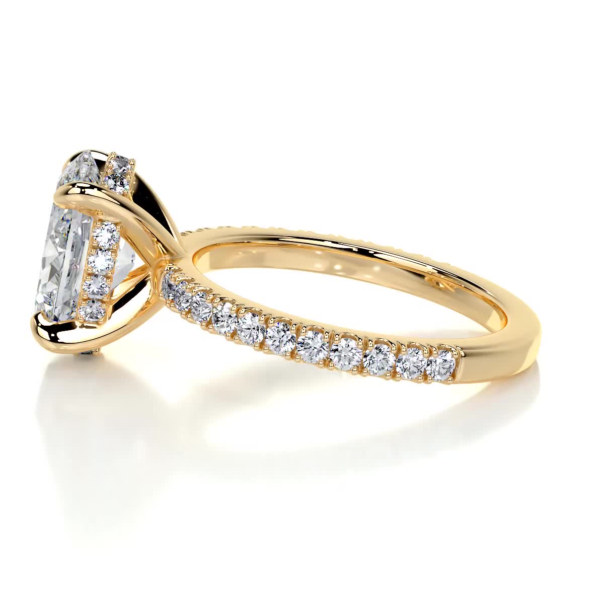 Oval Hidden Halo Pave Lab Grown Diamond Engagement Ring