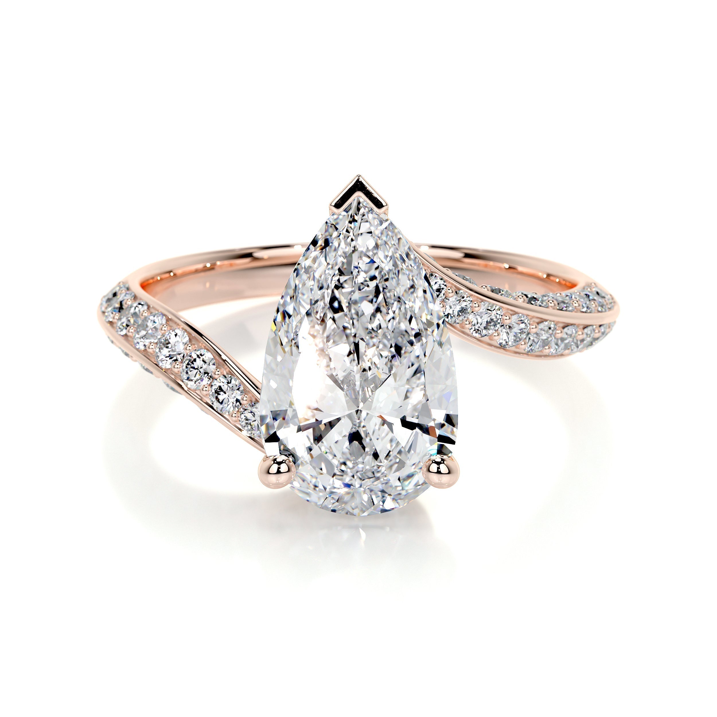 Pear Swirl Pave Lab Grown Diamond Engagement Ring