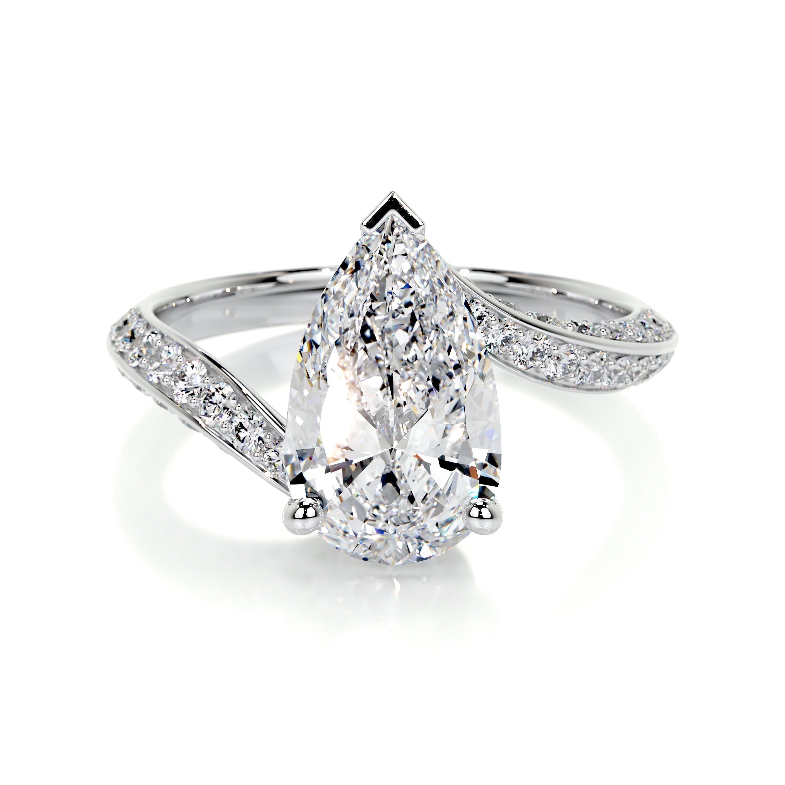 Pear Swirl Pave Lab Grown Diamond Engagement Ring