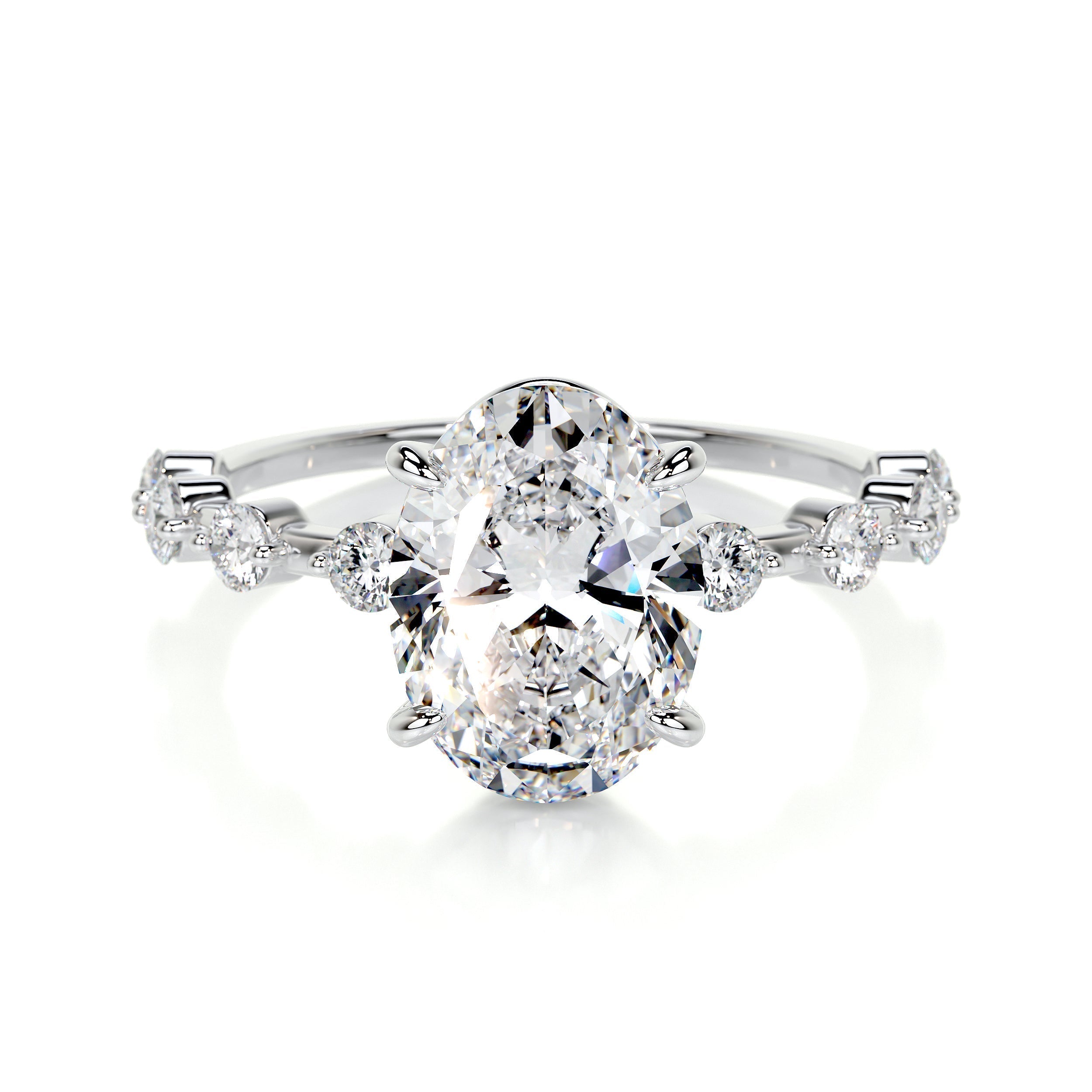 Oval Dainty Pave Lab Grown Diamond Engagement Ring