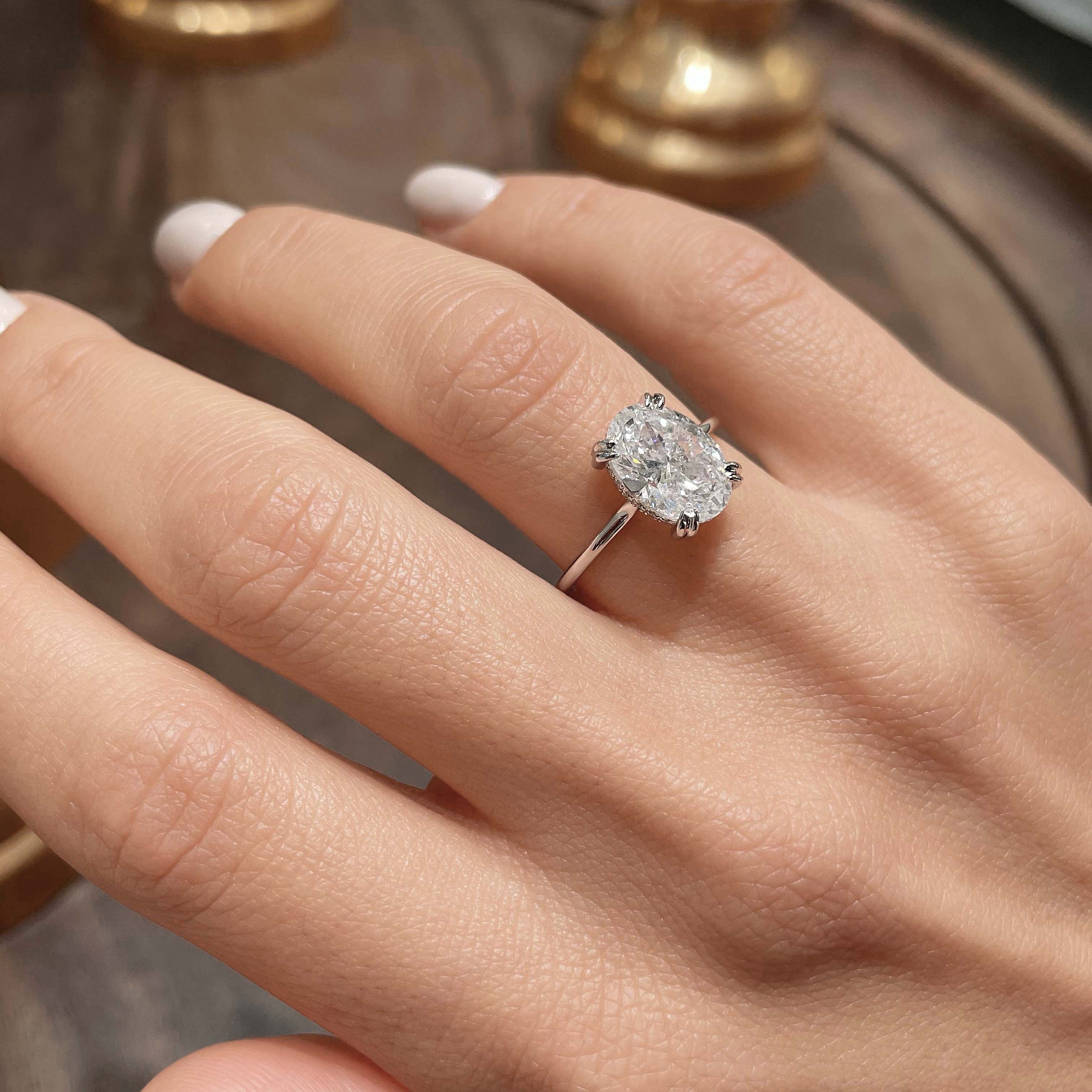 Oval Hidden Halo Lab Grown Diamond Engagement Ring
