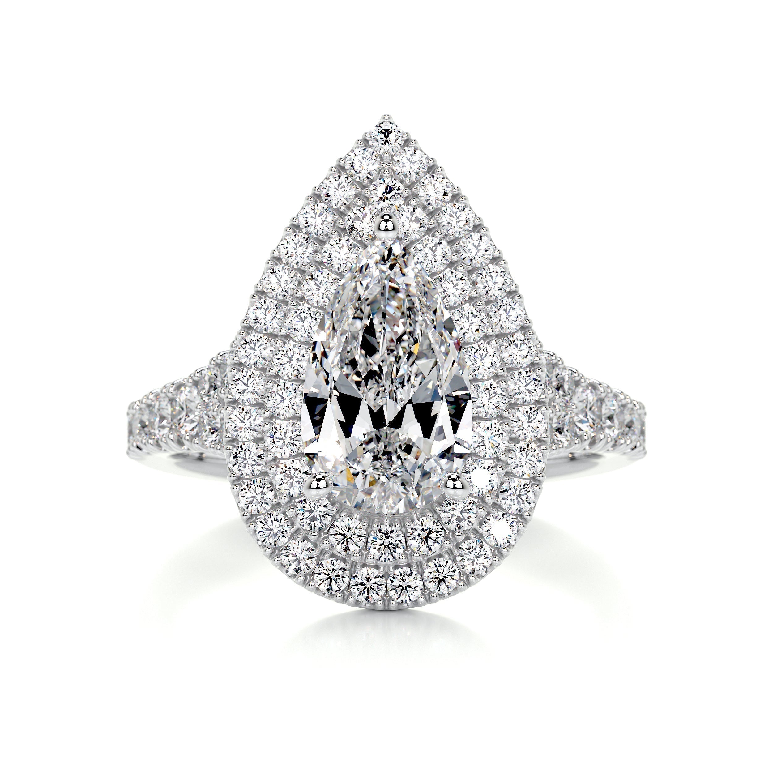 Pear Split Shank Double Halo & Pave Lab Grown Diamond Engagement Ring