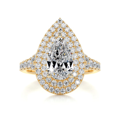 1.0 CT Pear Double Halo CVD F/VS2 Diamond Engagement Ring 7